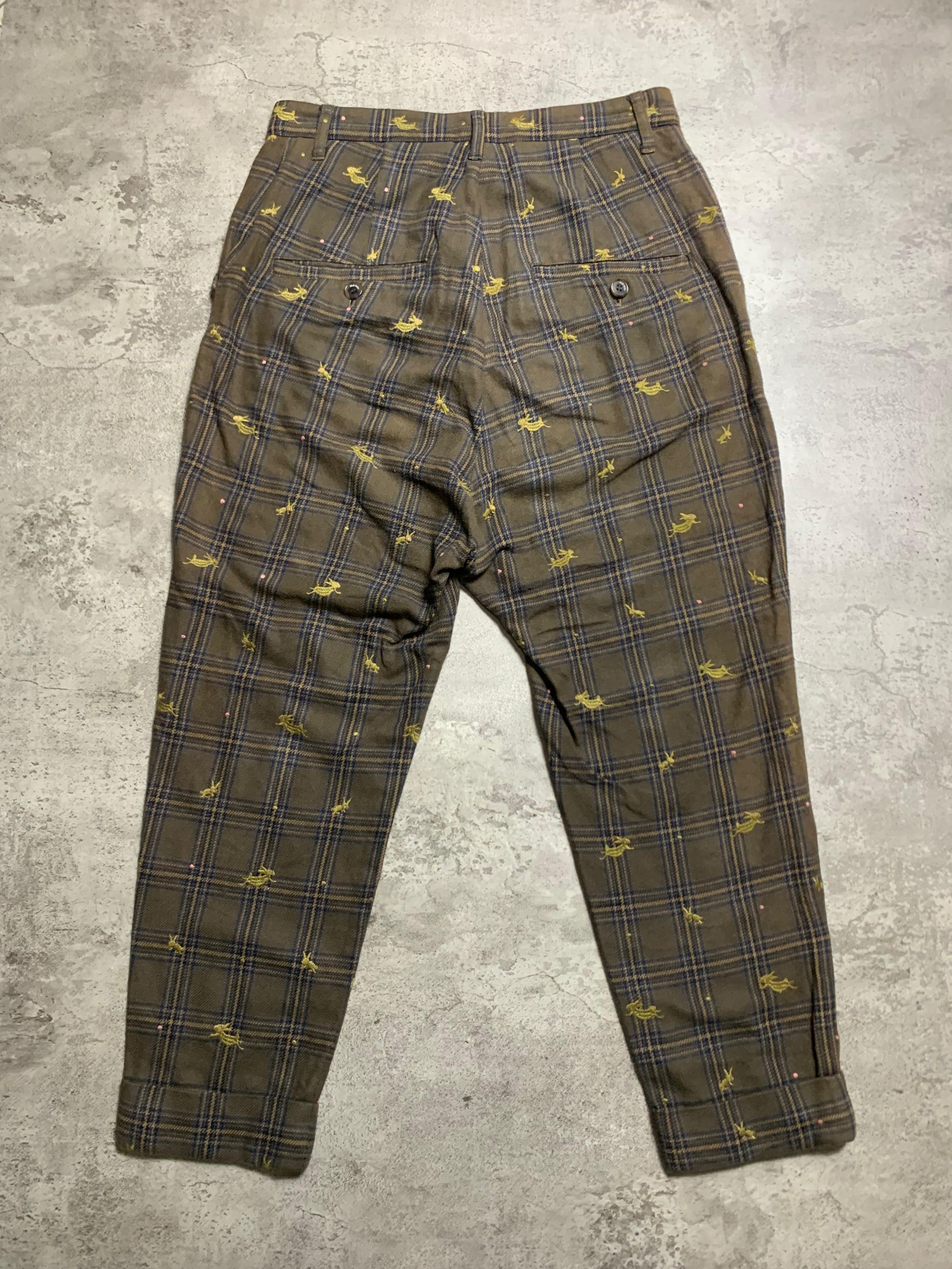 Issey Miyake 2000s Ne-net by Issey Miyake Plaid Embroidery Motif Pants Size US 32 / EU 48 - 8 Thumbnail