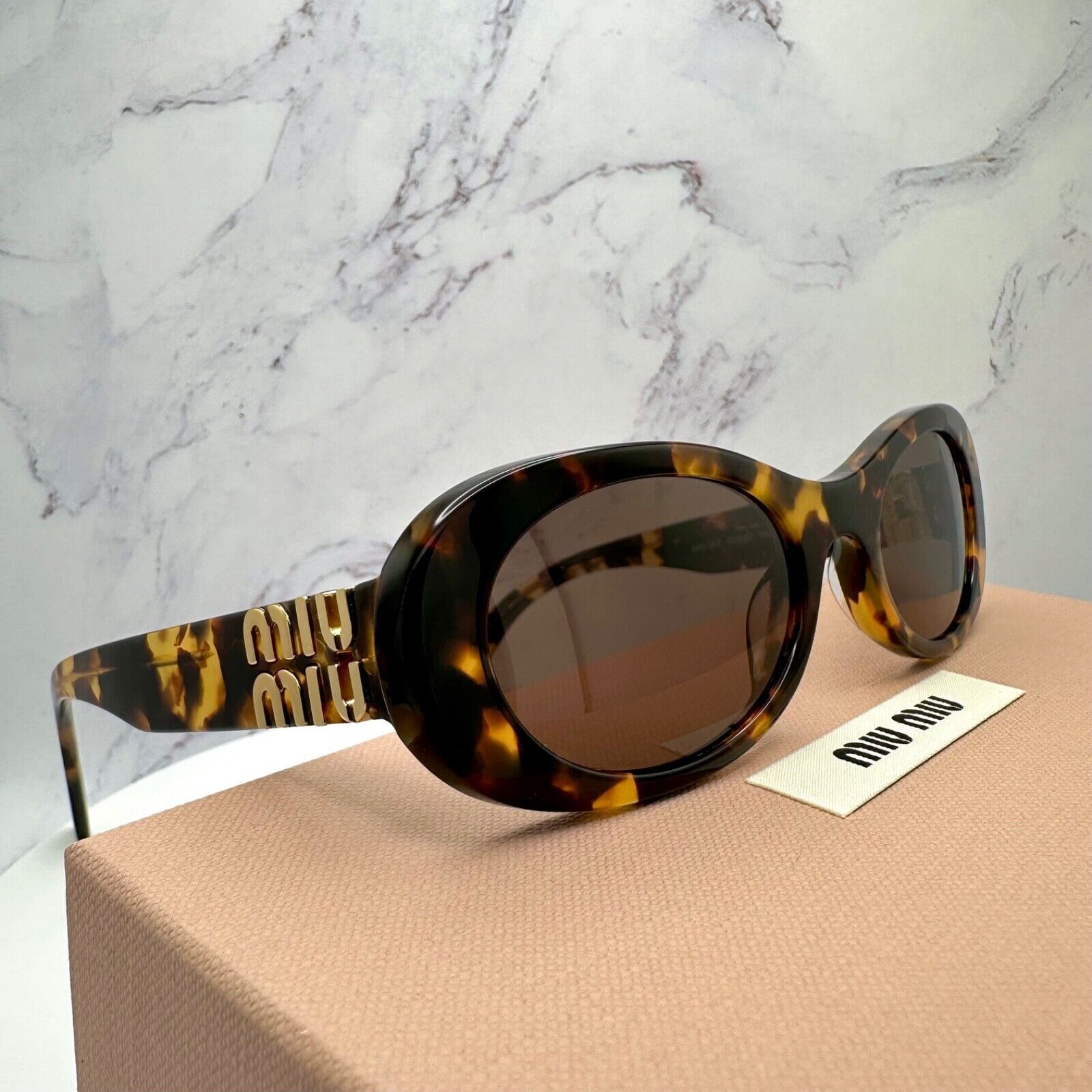 Miu Miu NEW MIU MIU Sunglasses Brown Oval Gold Size ONE SIZE - 22 Thumbnail