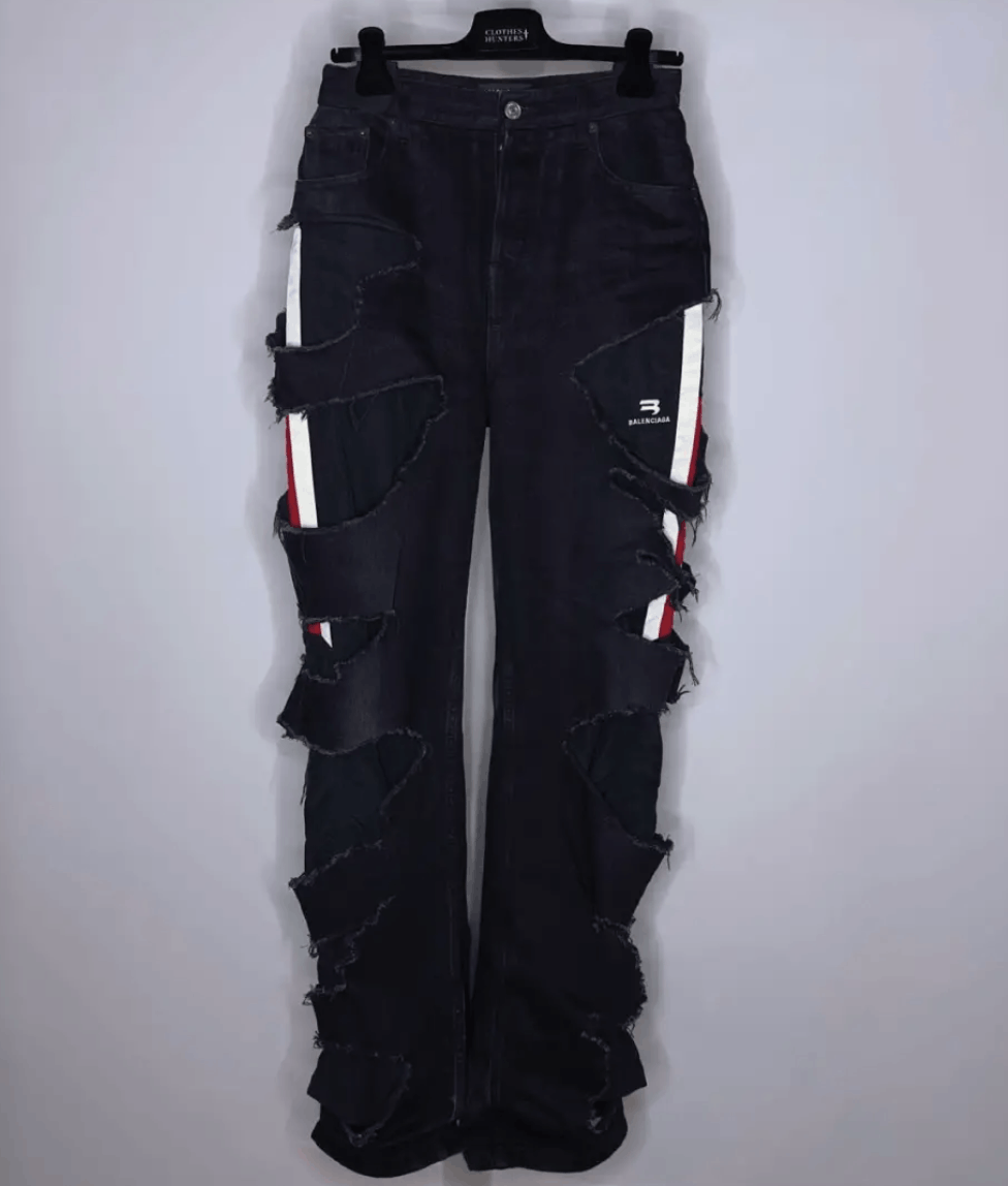 image of Balenciaga Benciaga Slashed Denim Pants in Black, Men's (Size 30)