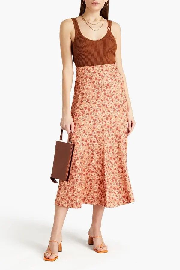 Sandro SANDRO Linen Blend Floral Print Skirt Size 3/L Size 30" / US 8 / IT 44 - 2 Thumbnail