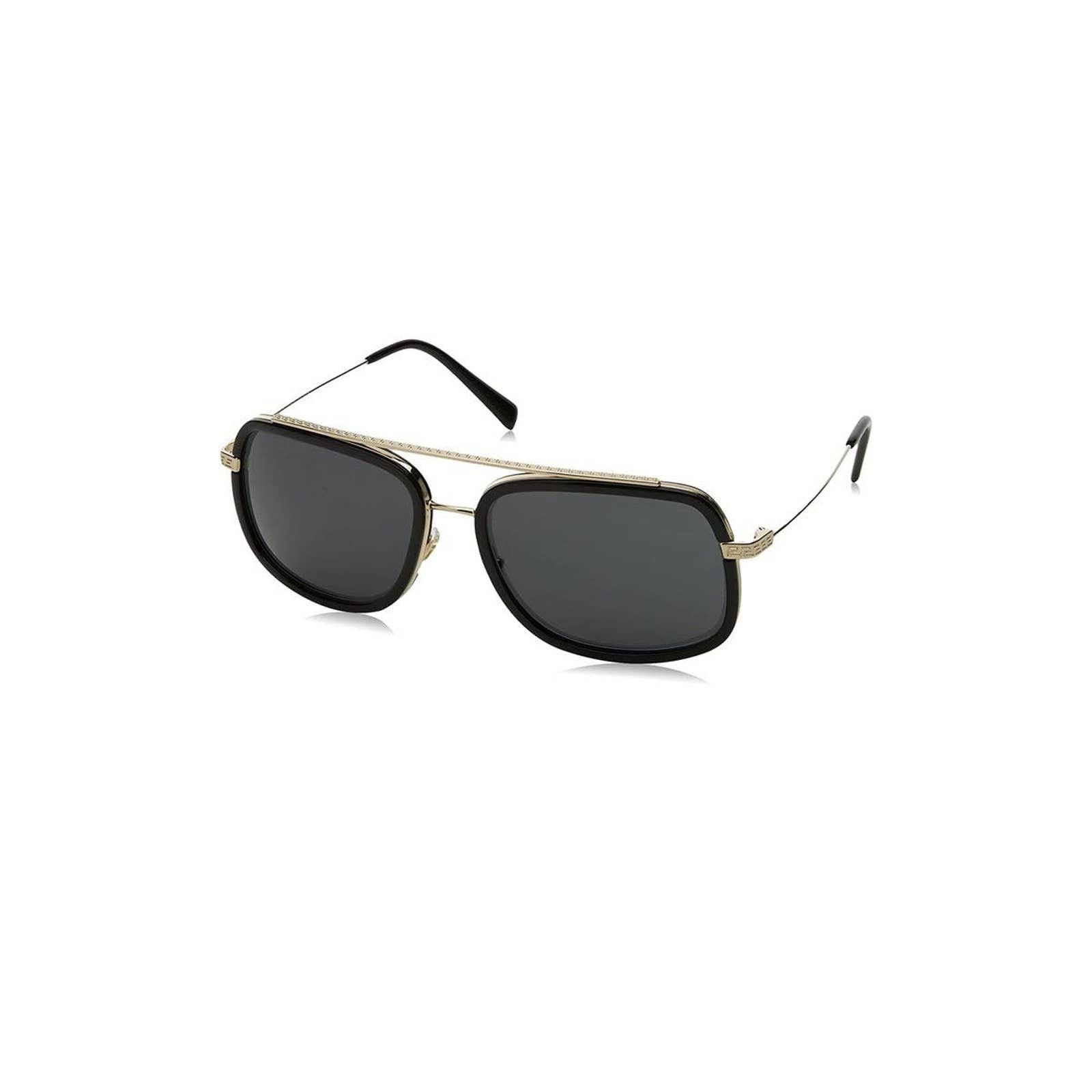 image of Versace Greca Monogram Logo Pale Gold Black Sunglasses, Men's