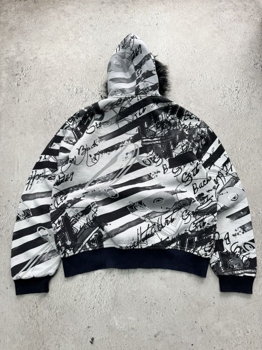 If Six Was Nine y2k fur fuzzy hoodie over print hysteric glamour jacket Size US XL / EU 56 / 4 - 9 Thumbnail