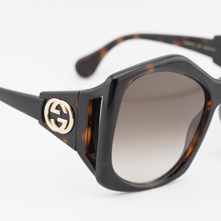 Gucci Gucci GG0875S 002 Sunglasses Havana Square Frame Size ONE SIZE - 6 Thumbnail