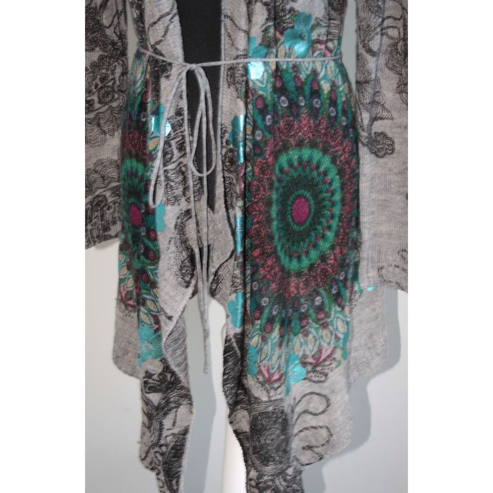 Desigual Desigual womens grey cardigan robe wrap Jumper XL Adult Size XL / US 12-14 / IT 48-50 - 2 Thumbnail
