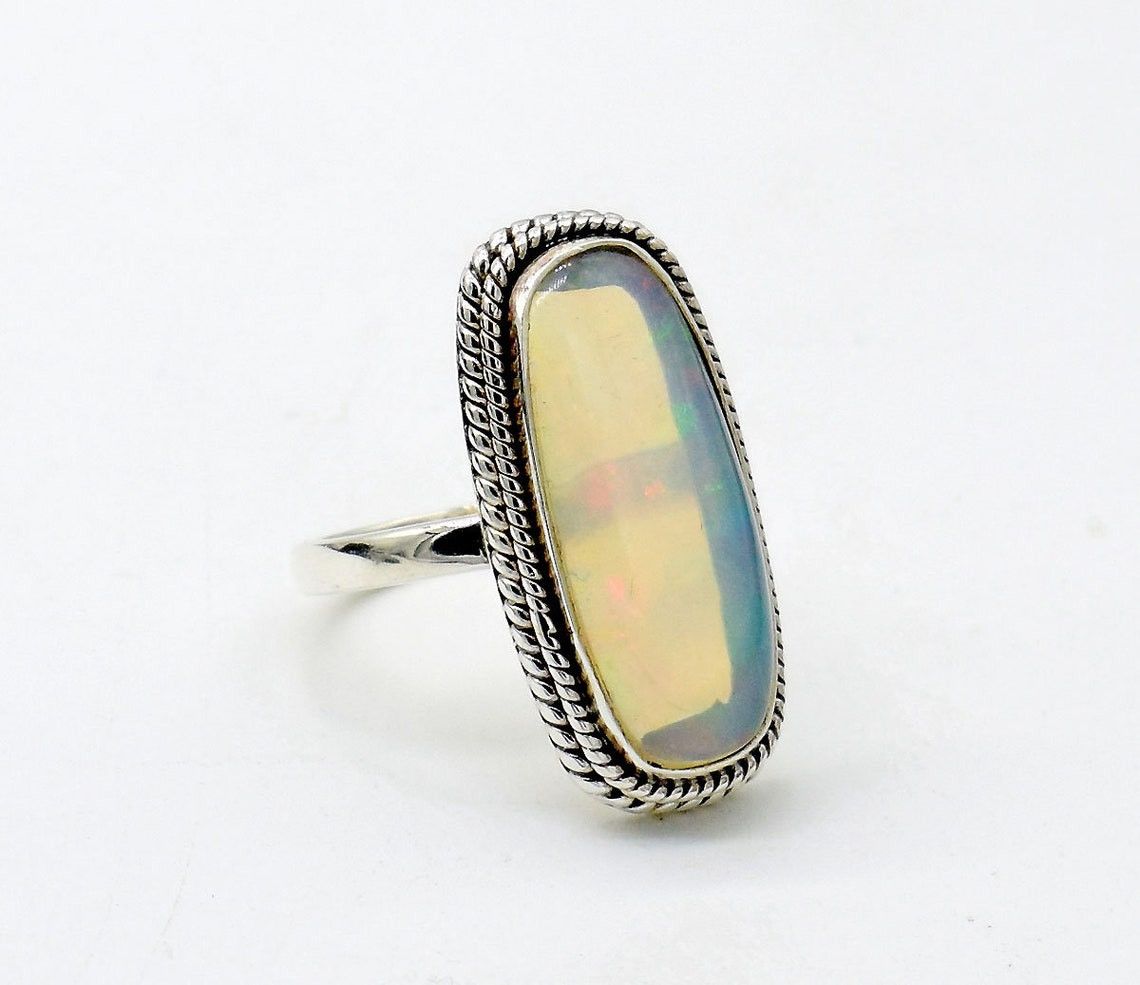 Handmade AA Ethiopian Opal Ring 925 Sterling Silver Statement Jewelry Size ONE SIZE - 2 Thumbnail