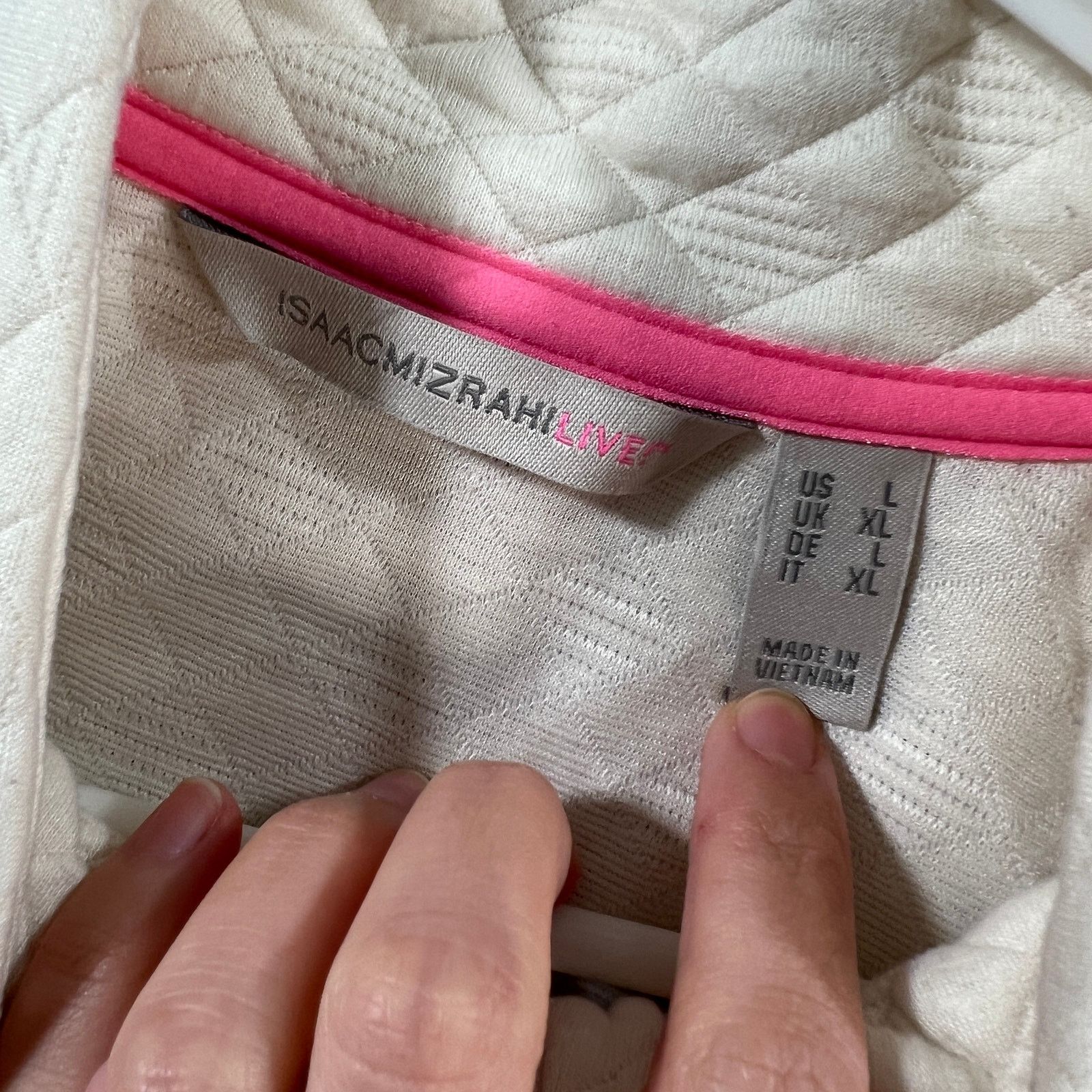 Other Isaac Mizrahi LIVE! Women Jacket Zip Up Ivory Size Large Size L / US 10 / IT 46 - 3 Thumbnail
