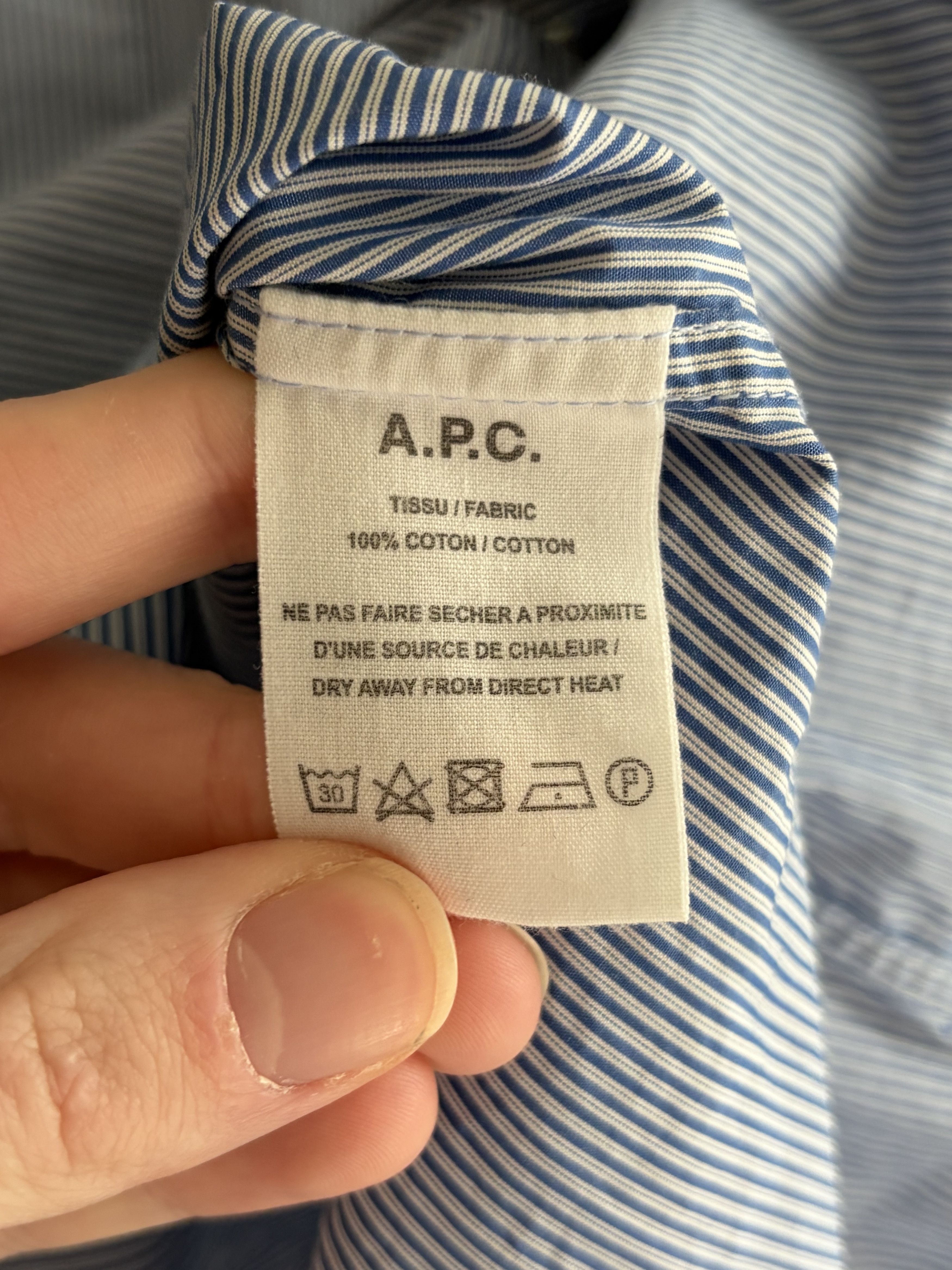 A.P.C. APC Striped Cotton Button Down Shirt Size US L / EU 52-54 / 3 - 4 Thumbnail