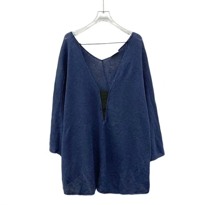 Brunello Cucinelli Brunello Cucinelli Blue Sequined Linen V-neck Knit Size M / US 6-8 / IT 42-44 - 1 Thumbnail