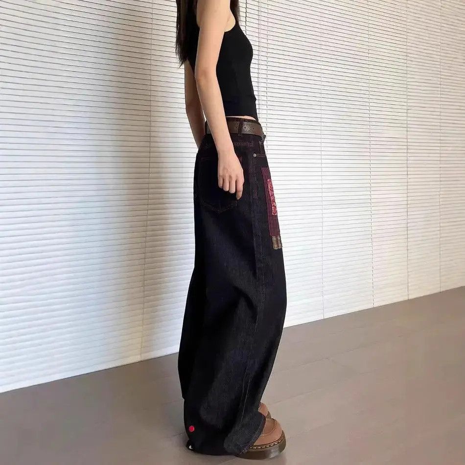 Japanese Brand Retro loose wide leg patchwork jeans Size US 32 / EU 48 - 3 Thumbnail