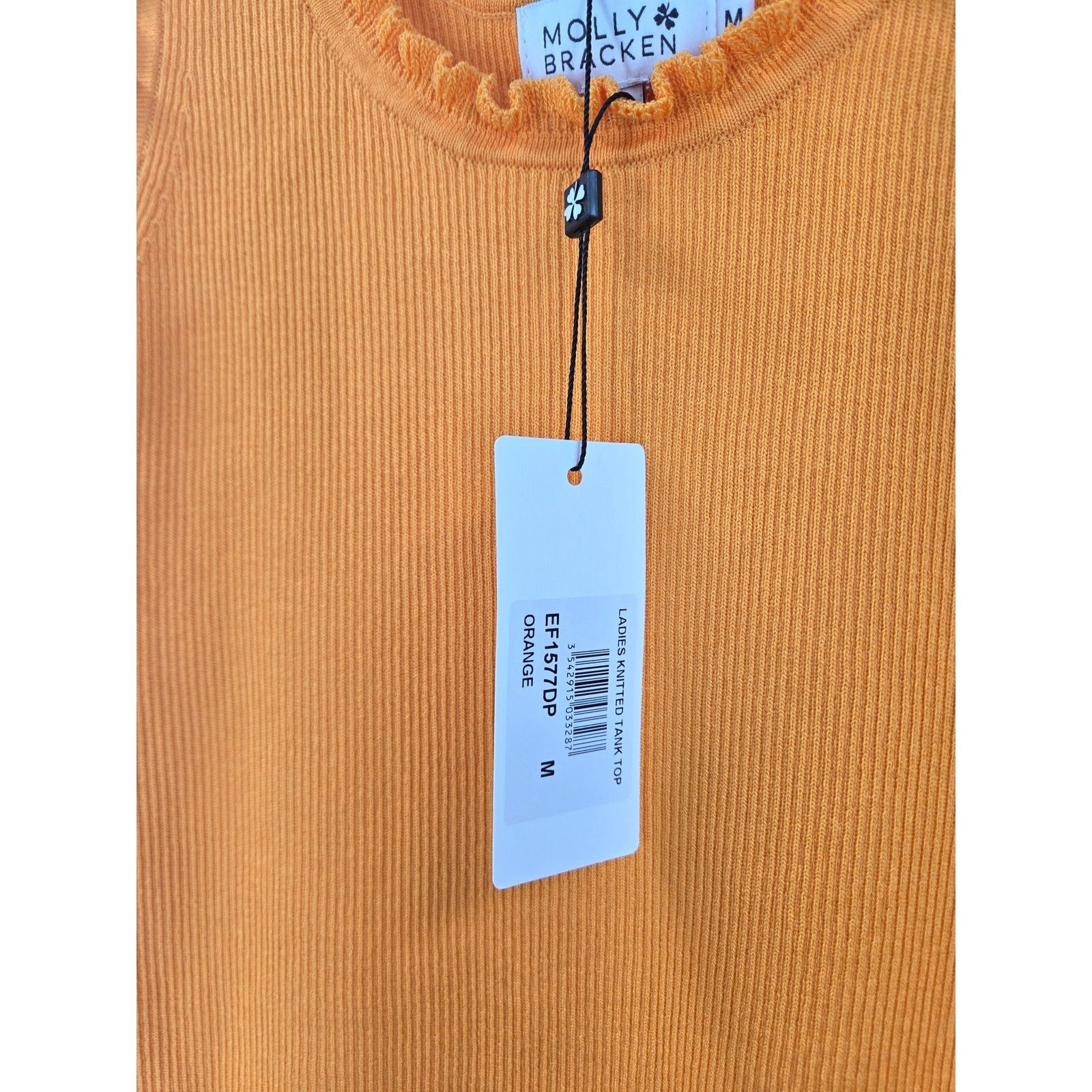 Other NEW Molly Bracken Ribbed Tank Top with Ruffles Orange Medium Size M / US 6-8 / IT 42-44 - 12 Thumbnail