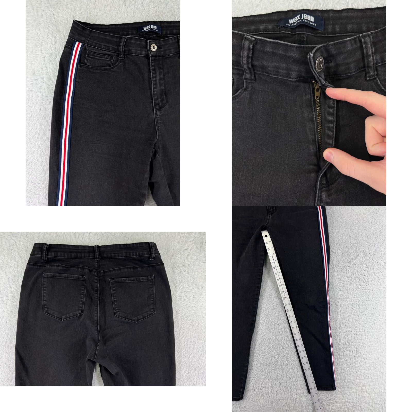Vintage WAX JEAN Jeans Womens 16 Black Cotton Blend Denim Medium Wash Tapered 5-Pocket Design Zip Inseam 26 in Mid Rise Cotton Blend Size 38" / US 16 / IT 52 - 8 Thumbnail