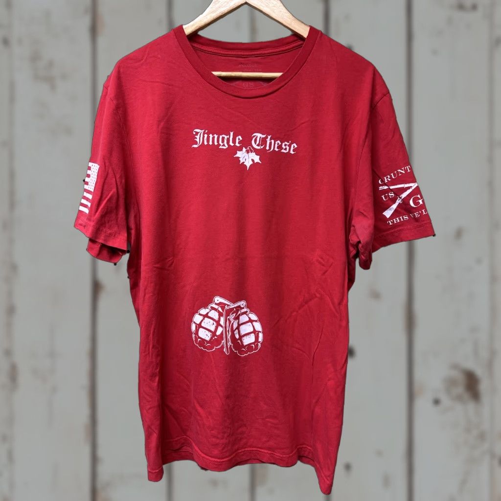 Vintage Grunt Style T-Shirt Unisex Adults 2XL Red Grip Jingle These Cotton Jersey Crew Neck Short Sleeve Military Graphic Print Vintage No Size US XXL / EU 58 / 5 - 1 Thumbnail