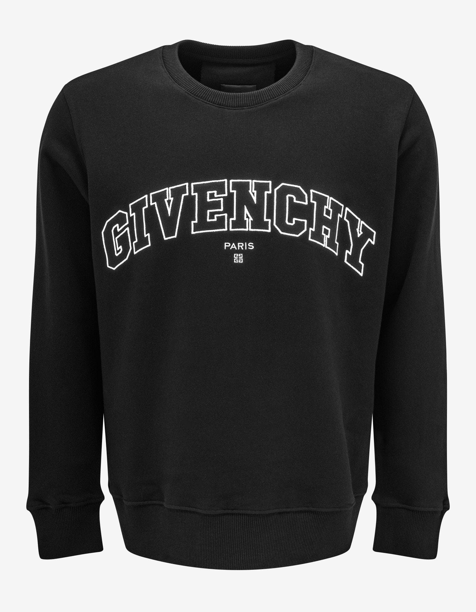 image of Givenchy Black Embroidered College Logo Sweatshirt, Men's (Size XL)