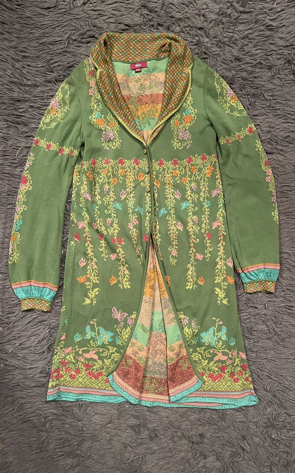 Ivko avant garde floral pattern long cardigan coat