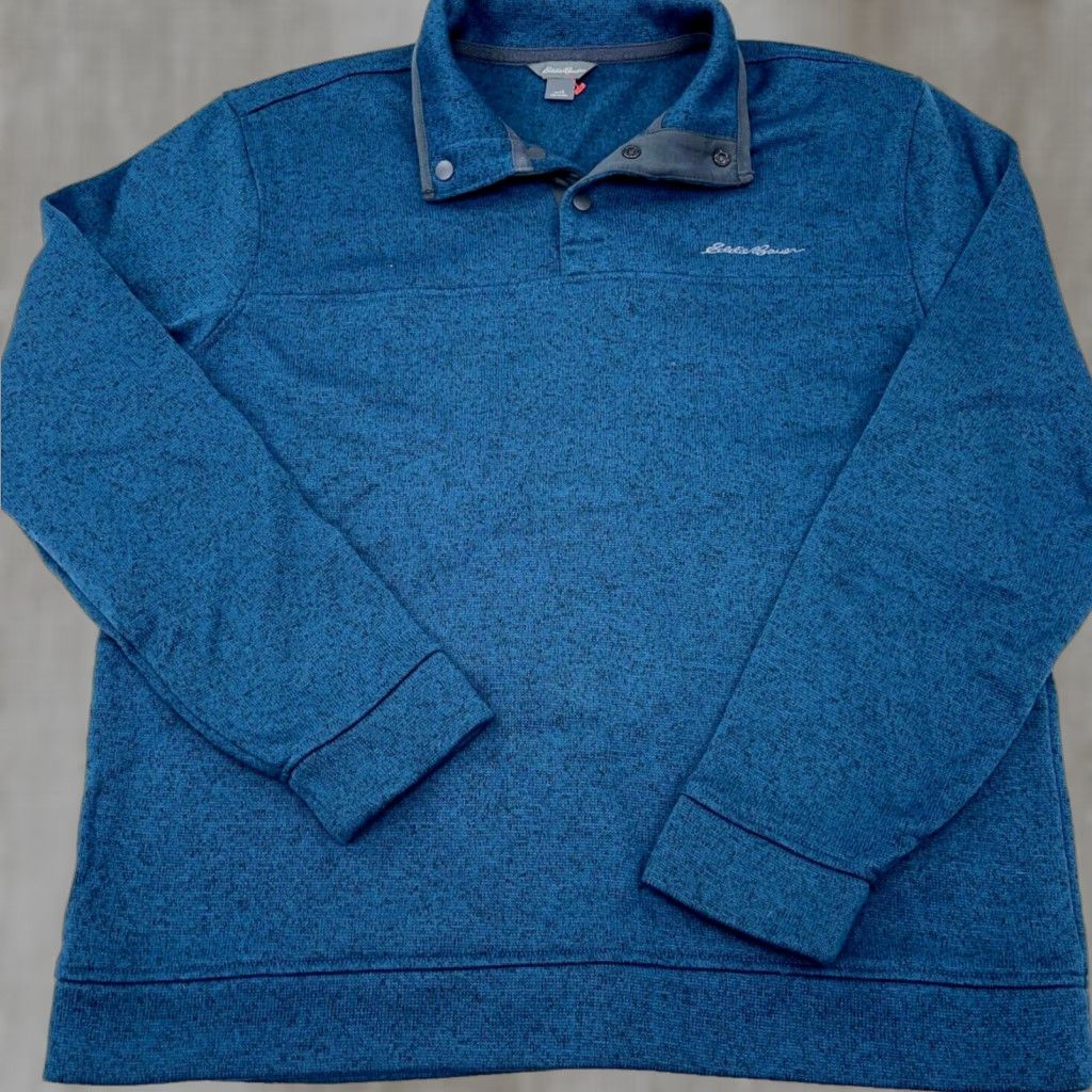 Eddie Bauer Eddie Bauer Sweater Men Large Blue Pullover Quarter Snap T Jacket Hiking Camp Size US L / EU 52-54 / 3 - 1 Thumbnail