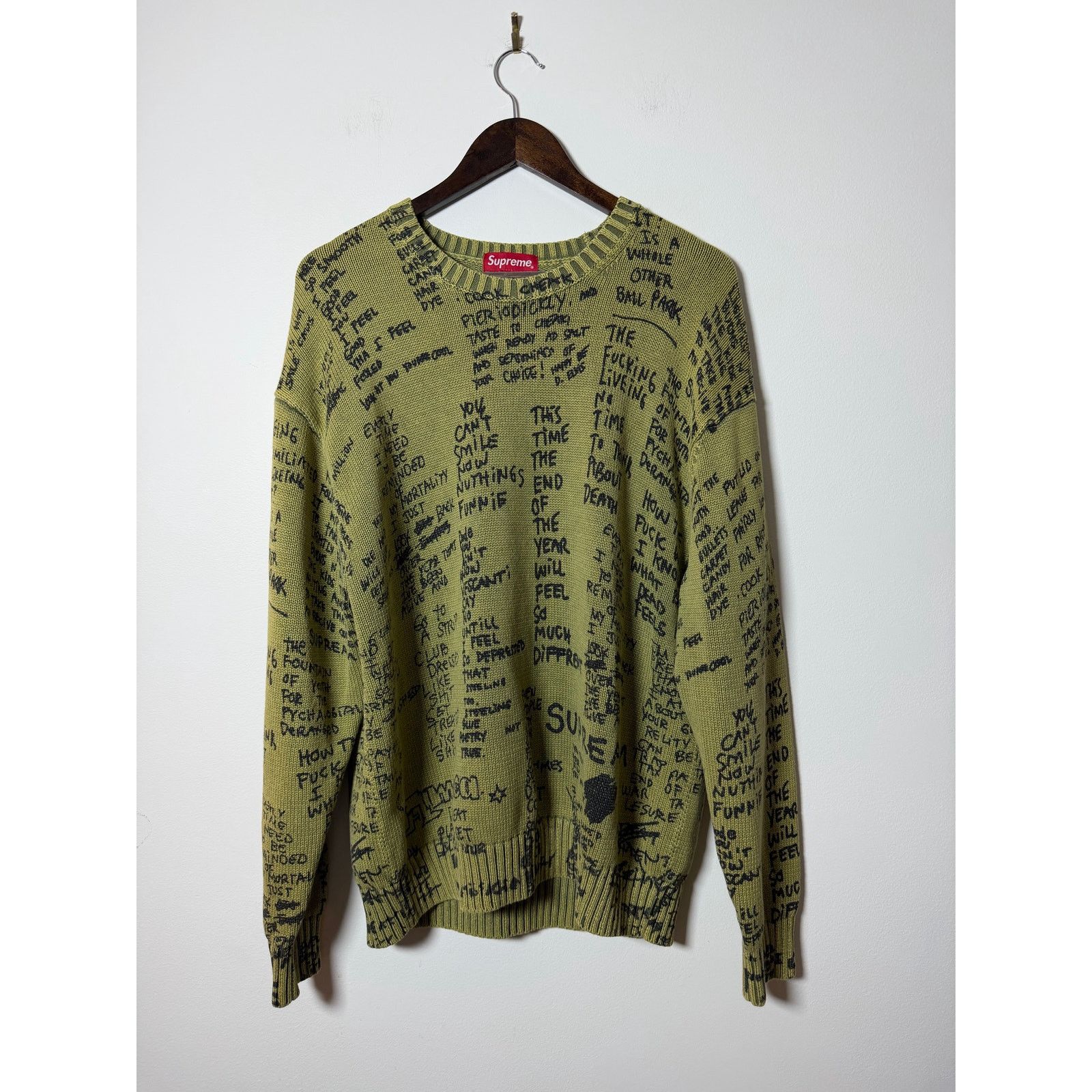 Supreme Supreme Gonz Poems Sweater 'Olive' SS23 Size US L / EU 52-54 / 3 - 2 Thumbnail