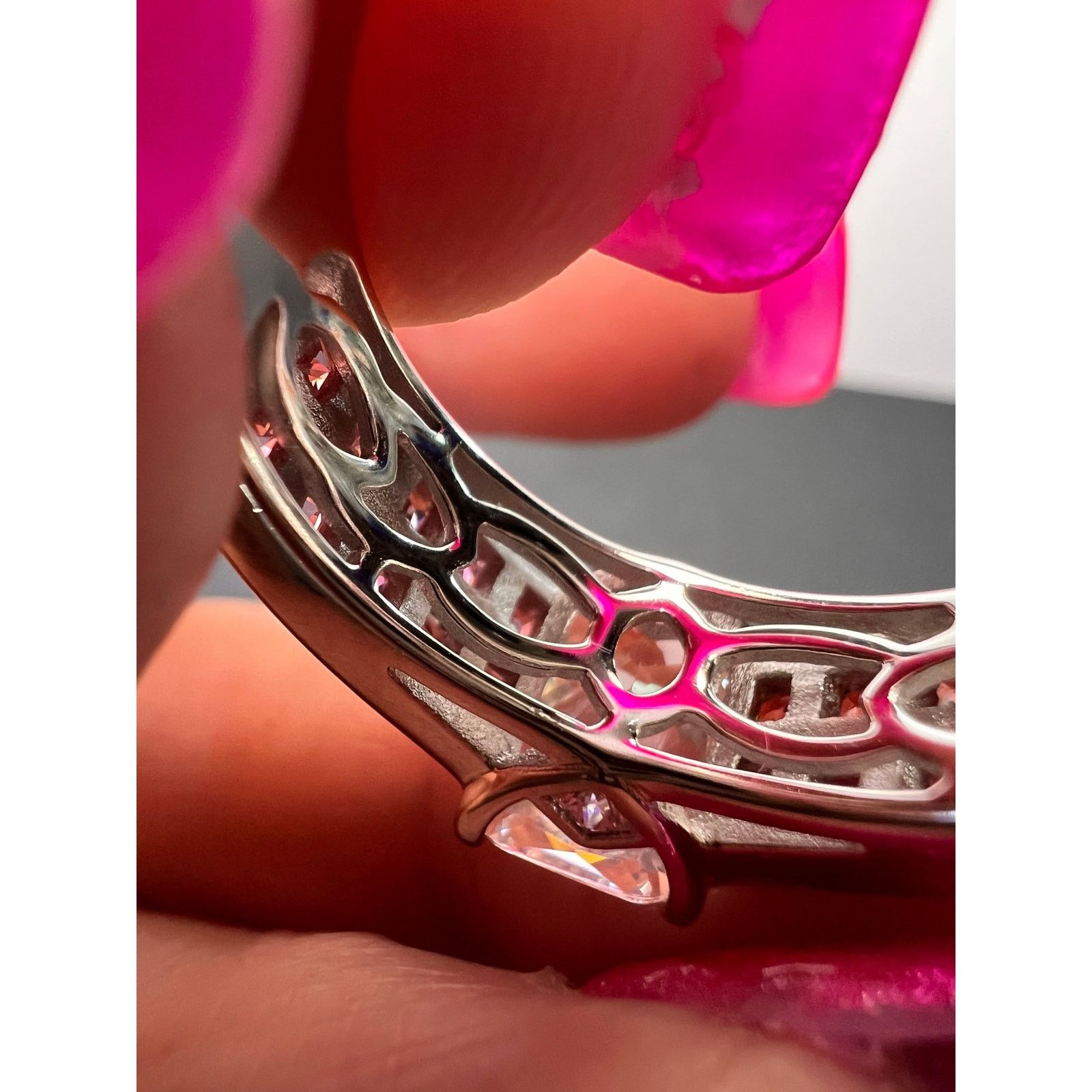 Other Pink and white CZ rhodium over sterling silver ring size 9 Size ONE SIZE - 9 Thumbnail