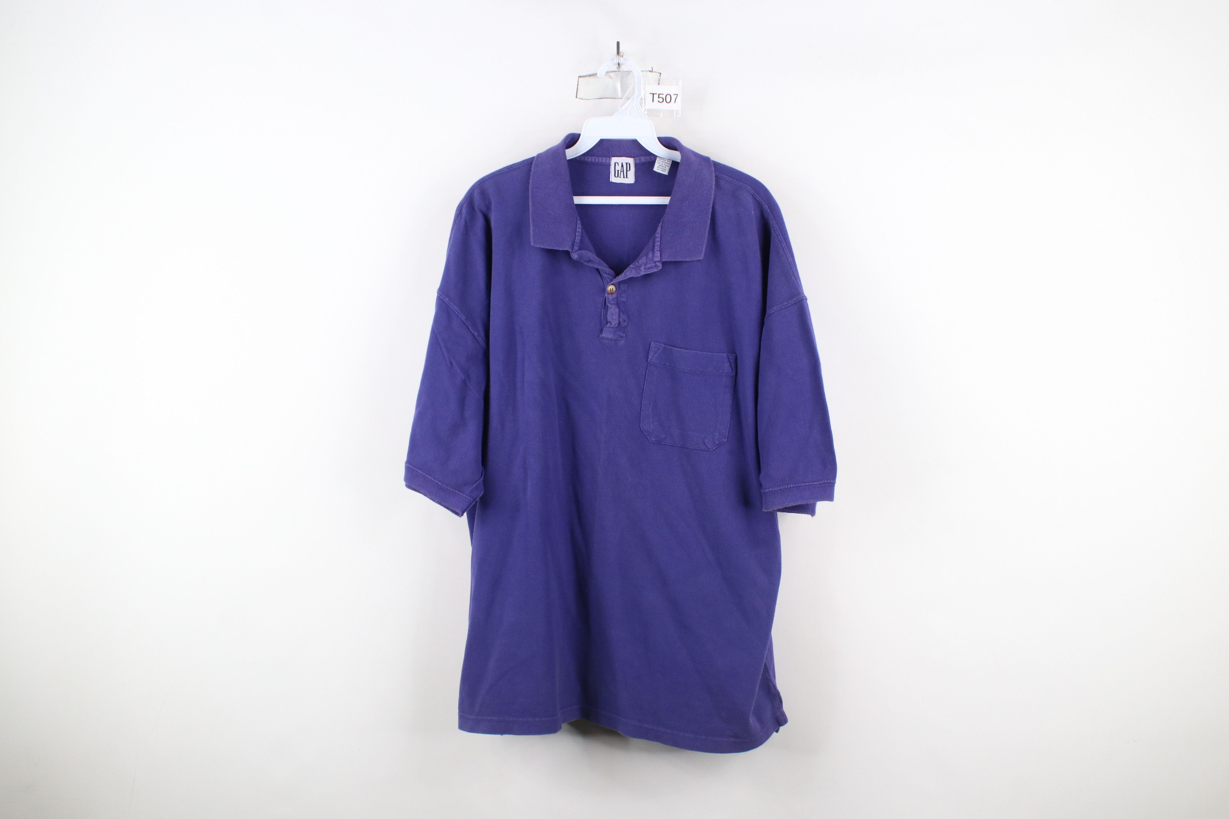 Gap × Vintage Vintage 90s Gap Baggy Fit Collared Polo Shirt Purple Cotton Size US XL / EU 56 / 4 - 1 Thumbnail