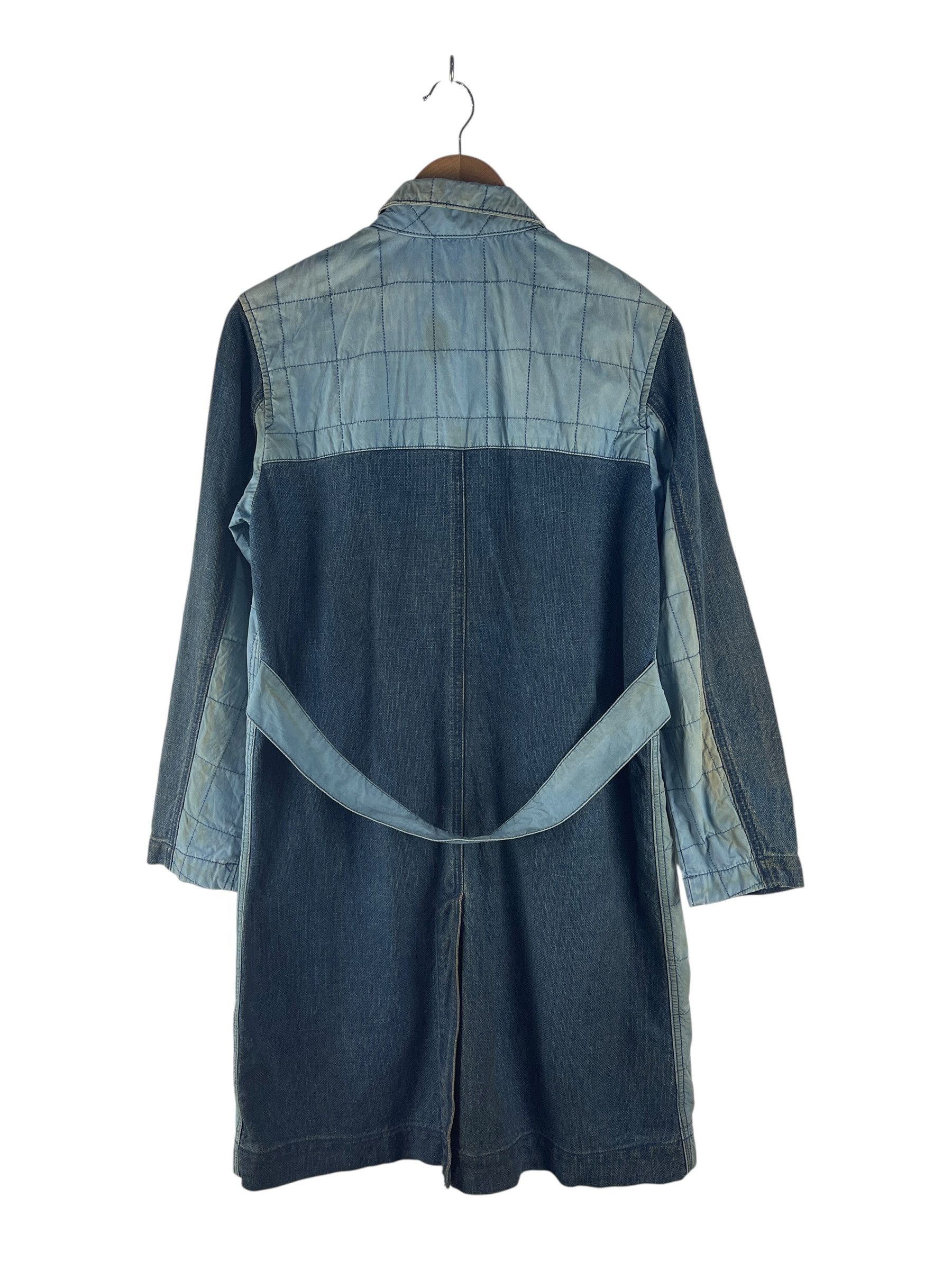 Ne-Net Ne-net Patchwork Denim Long Coat Quilted Panel Belted Back Size S / US 4 / IT 40 - 3 Thumbnail