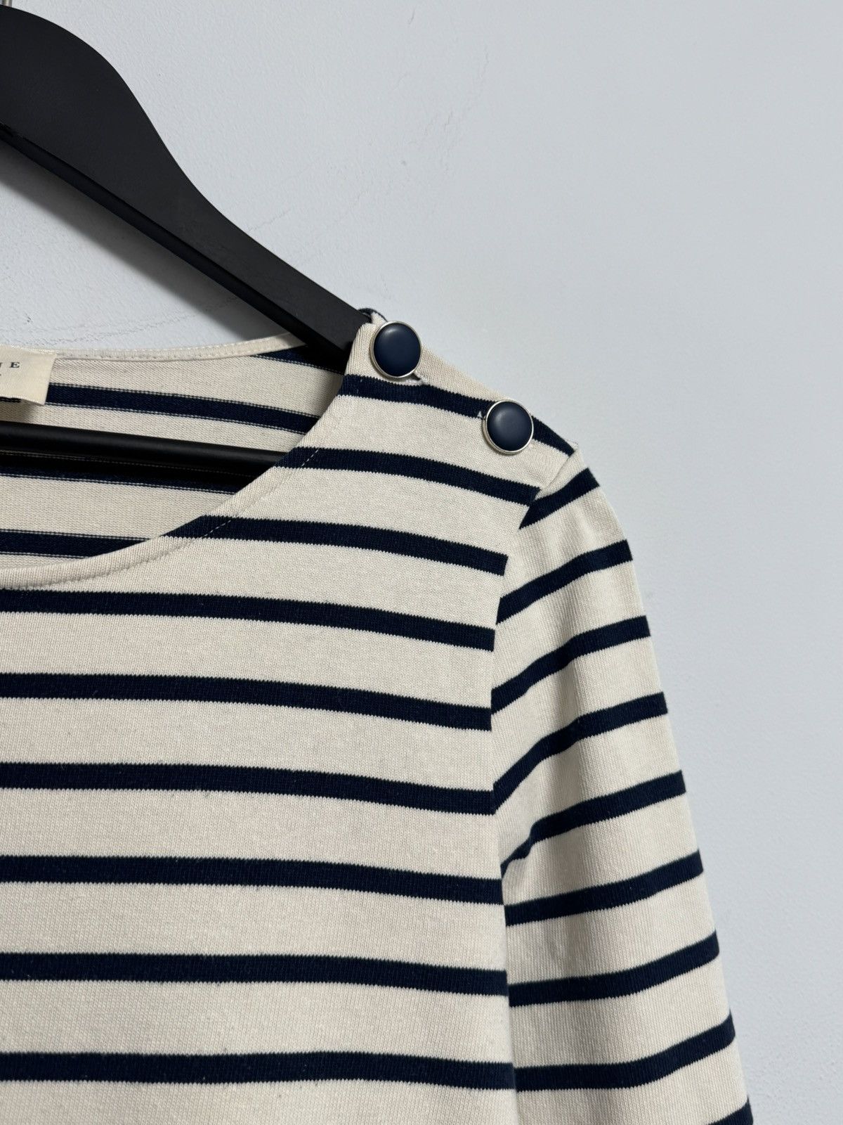 Sezane Sezane Women Long Sleeve Navy Blue Striped Organic T-shirt Size XL / US 12-14 / IT 48-50 - 4 Thumbnail