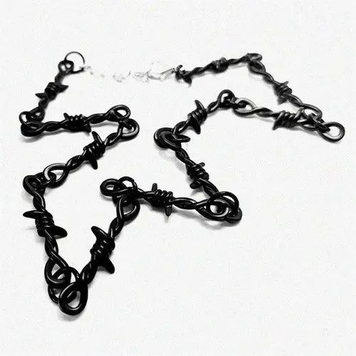 Jewelry Unisex Small Black Barbed Wire Choker Necklace Size ONE SIZE - 2 Thumbnail