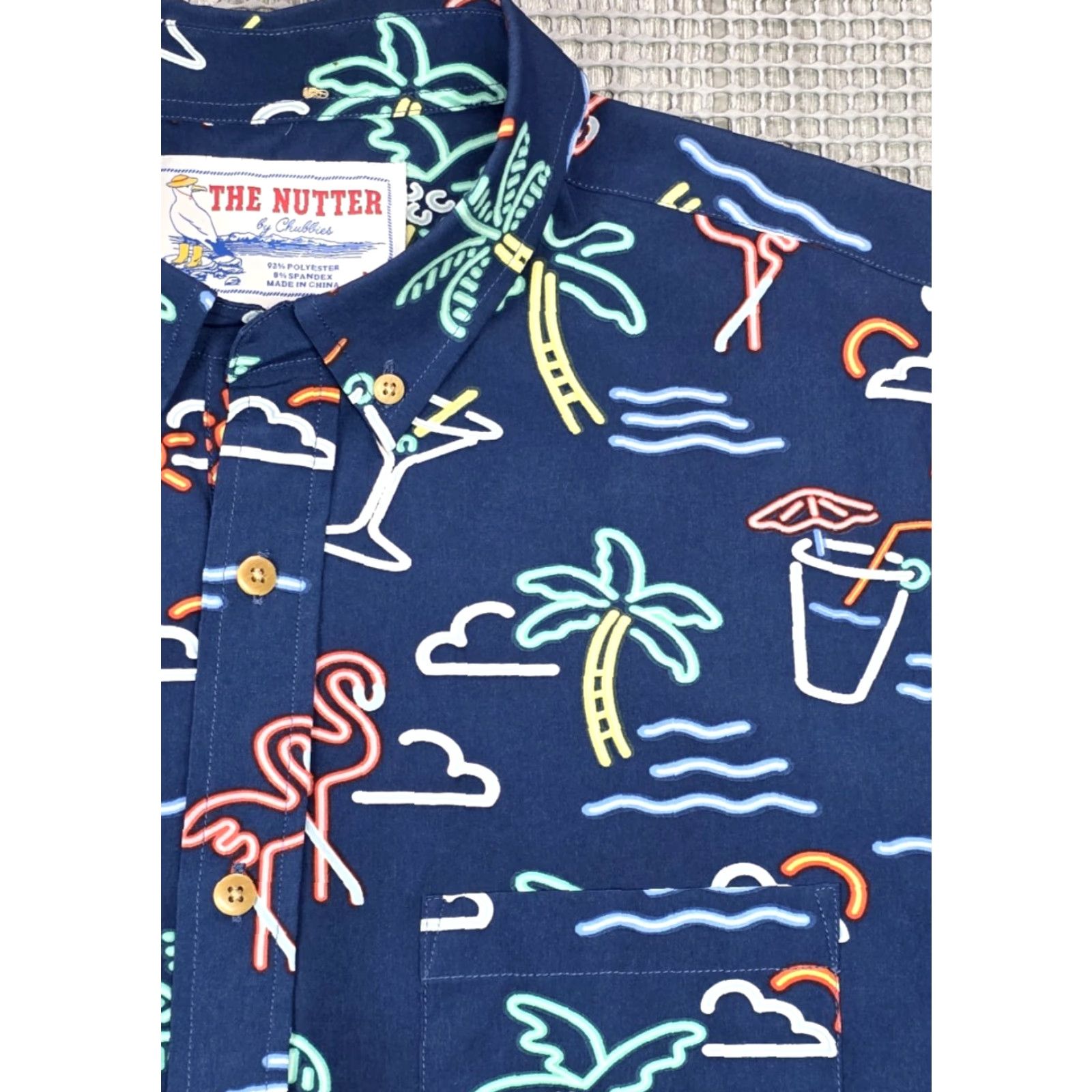 Chubbies Chubbies The Nutter Popover Shirt Mens L Blue Casual Polo 90s Beach Hawaii Novelty Art Colorful USA Size US L / EU 52-54 / 3 - 4 Thumbnail