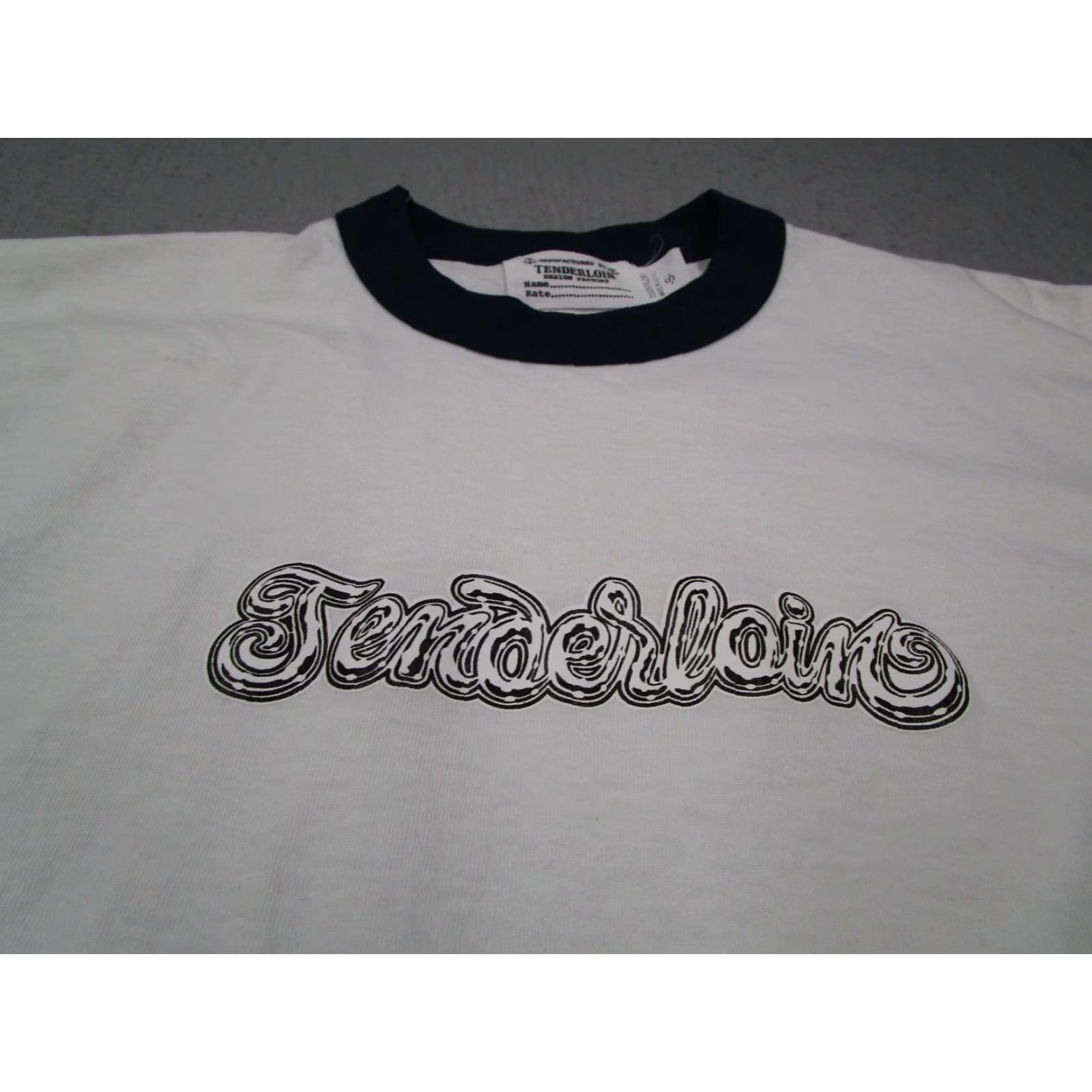 Tenderloin Tenderloin Mens Small White Short Sleeve Crew Neck Ringer Tee with Spellout Logo Size US S / EU 44-46 / 1 - 2 Thumbnail