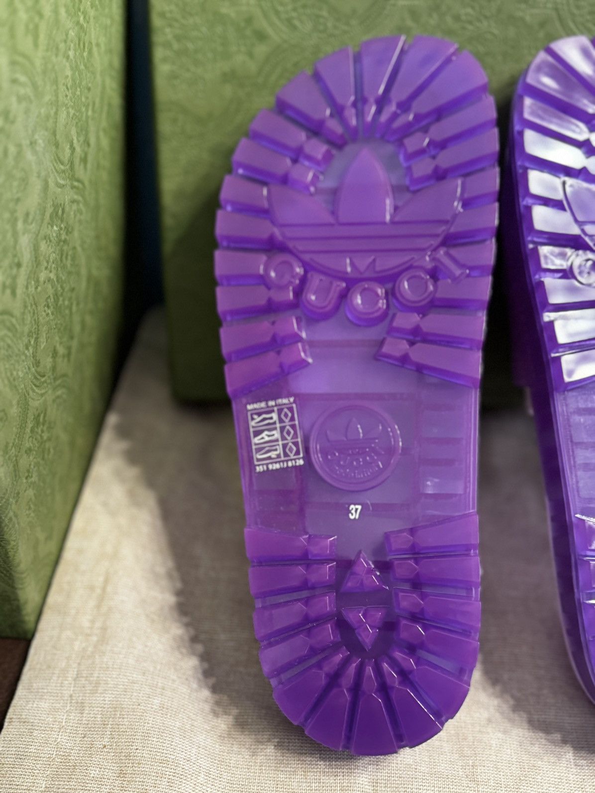 Gucci GUCCI X ADIDAS Rubber Printed Slides w/ Tags Size US 7 / IT 37 - 8 Thumbnail