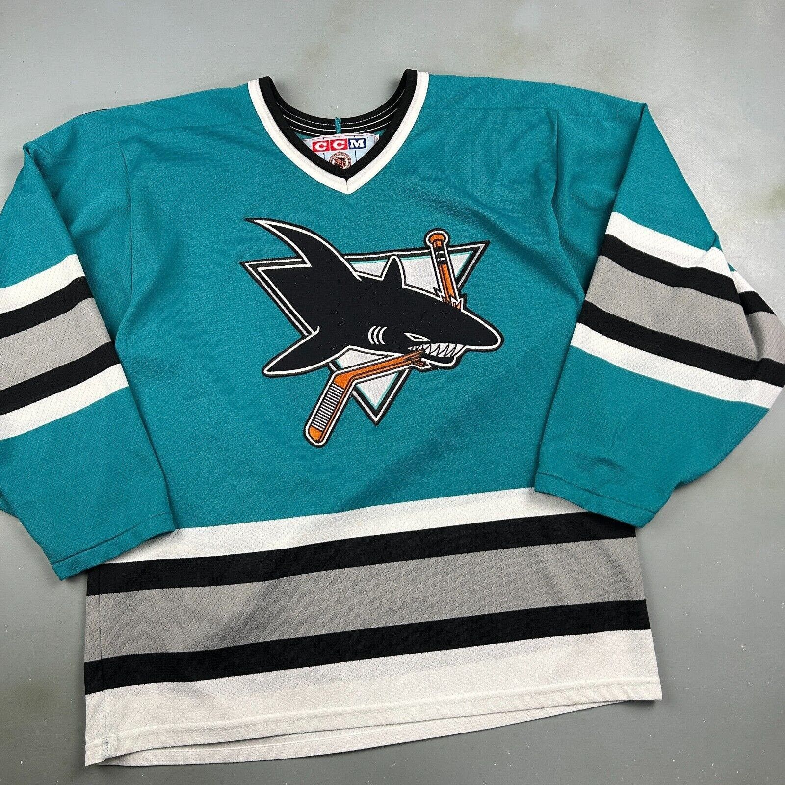 Ccm VINTAGE 90s | San Jose Sharks CCM Maska Hockey Jersey sz M Size US M / EU 48-50 / 2 - 2 Thumbnail