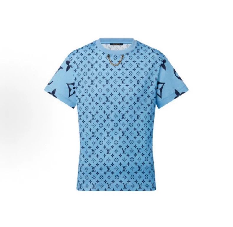 Louis Vuitton Louis Vuitton Blue full print presbyopic chain short sleeve Size US L / EU 52-54 / 3 - 1 Thumbnail