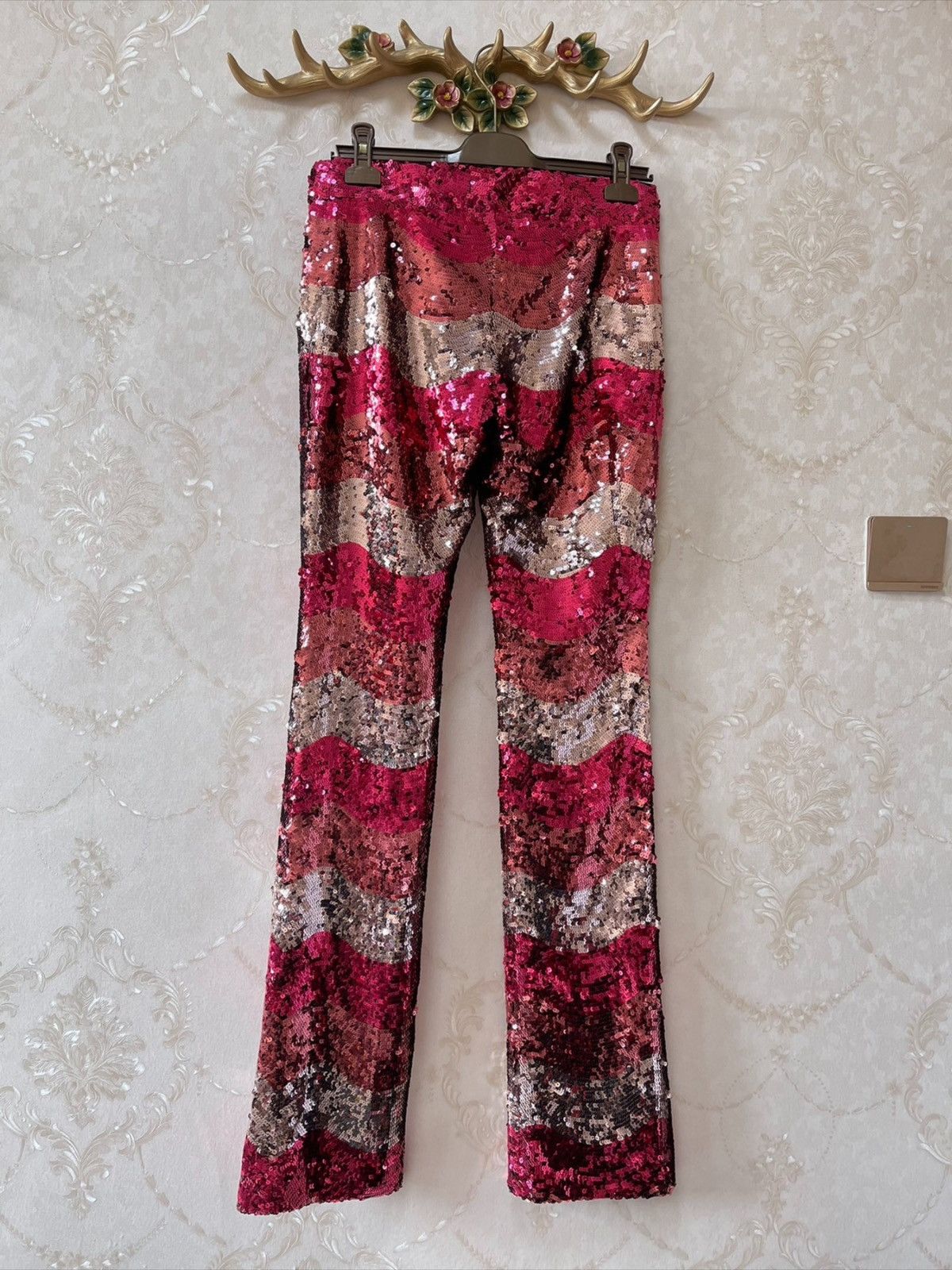 Gucci Gucci Runway Sequin Red Pink Wide Leg Pants Size 27" / US 4 / IT 40 - 7 Thumbnail