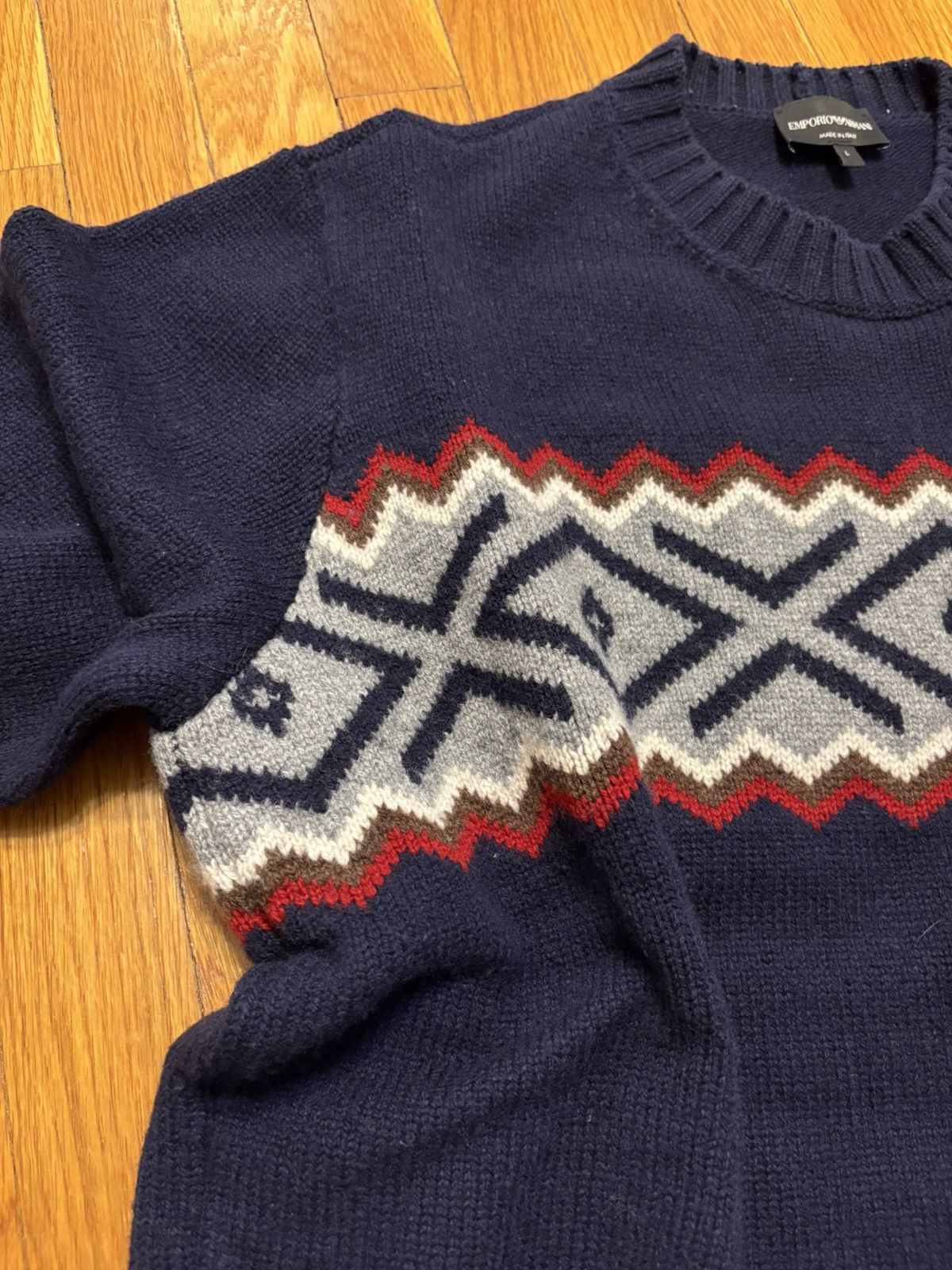 Armani Emporio Armani patterned navy sweater Size US L / EU 52-54 / 3 - 5 Thumbnail