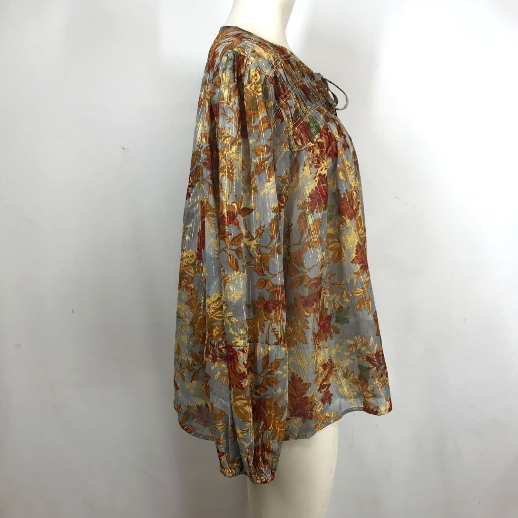 Vintage MAURICES Womens 1X GREY FLORAL LONG SLEEVE ROUND NECK POLYESTER BLEND TOP Size XL / US 12-14 / IT 48-50 - 4 Thumbnail