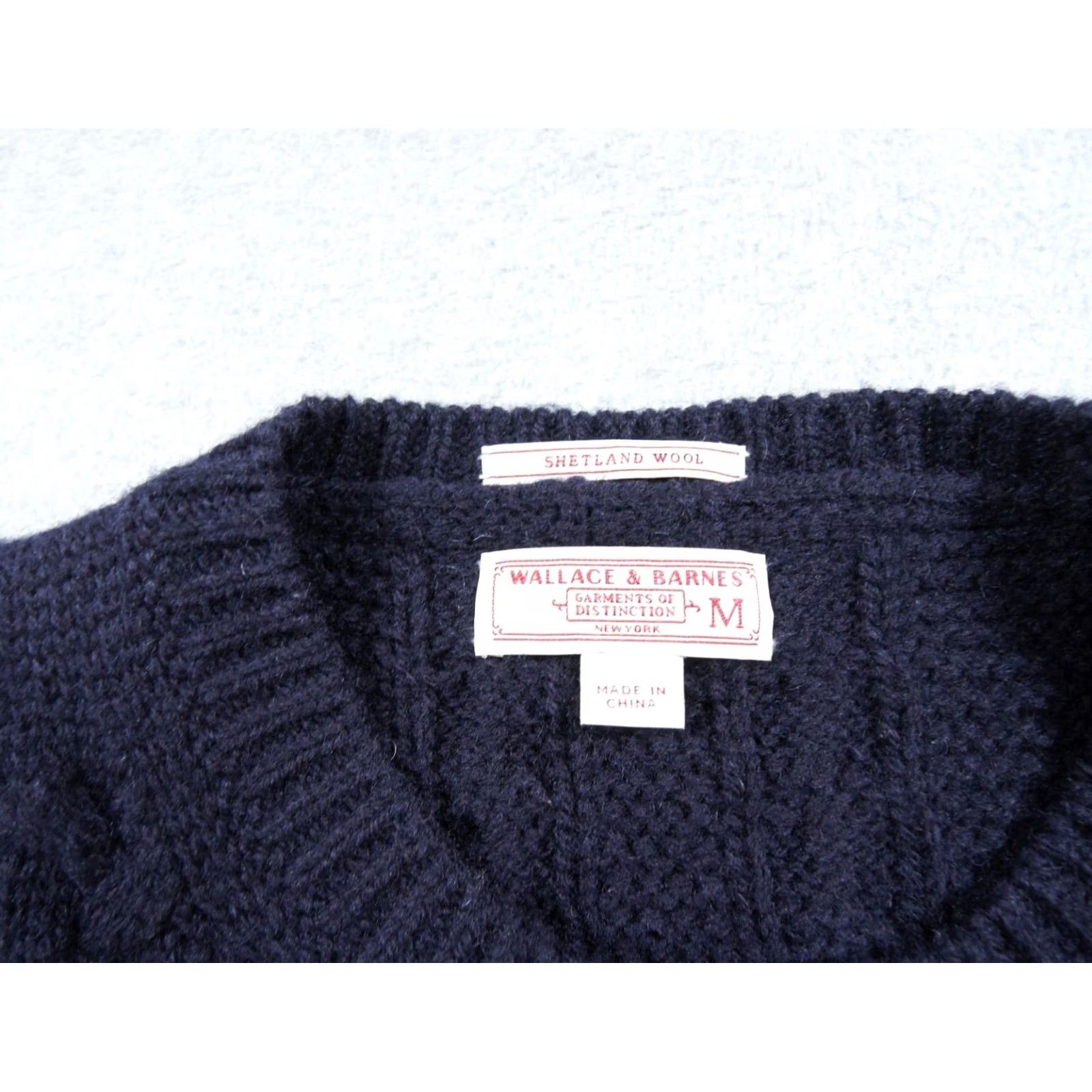 Wallace & Barnes Wallace & Barnes Sweater Mens Medium Blue Cable Knit Wool Fisherman Pullover Crew Neck Knitted Knit Solid Size US M / EU 48-50 / 2 - 5 Thumbnail