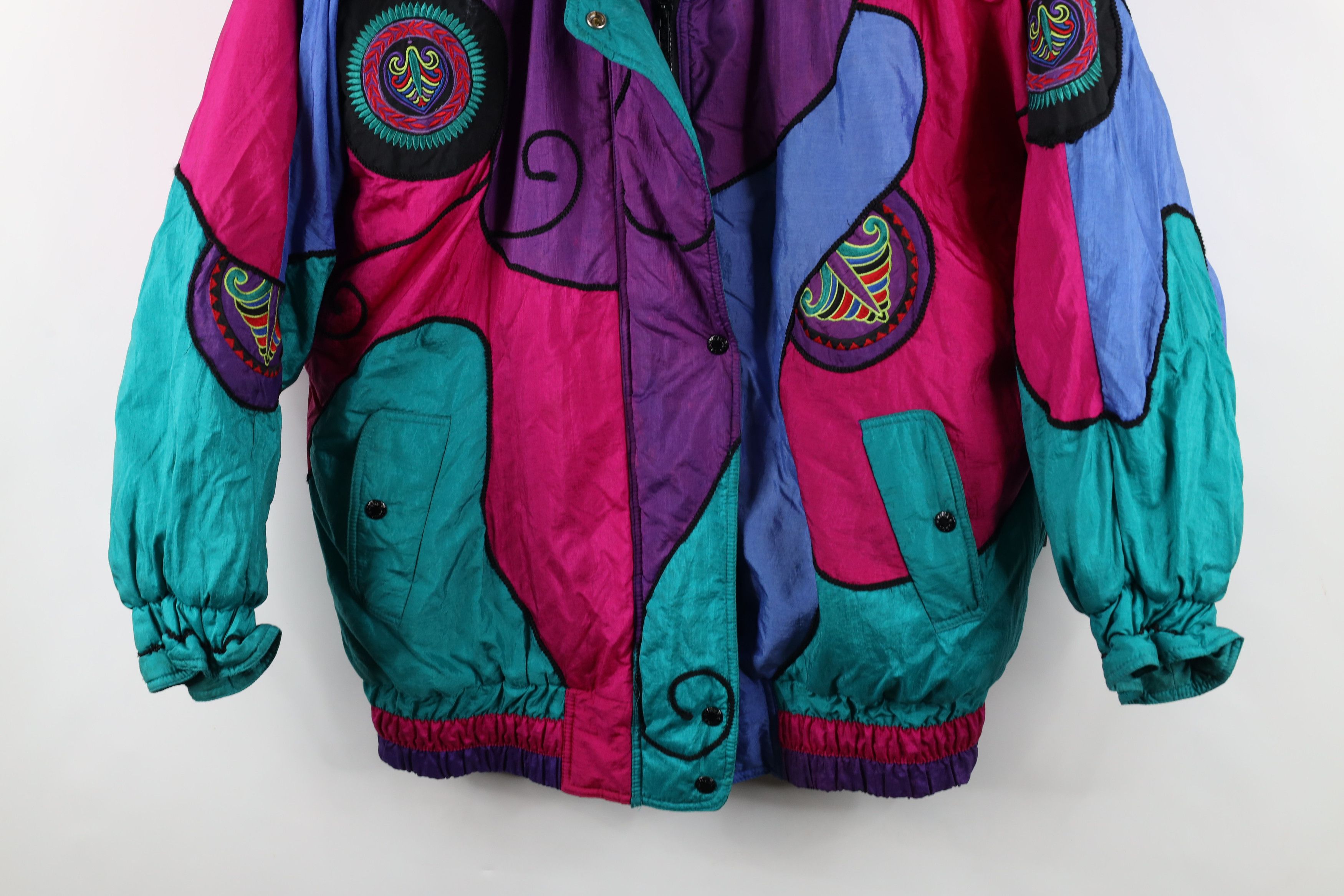 Vintage Vintage 90s Streetwear Abstract Rainbow Puffer Jacket Size L / US 10 / IT 46 - 3 Thumbnail