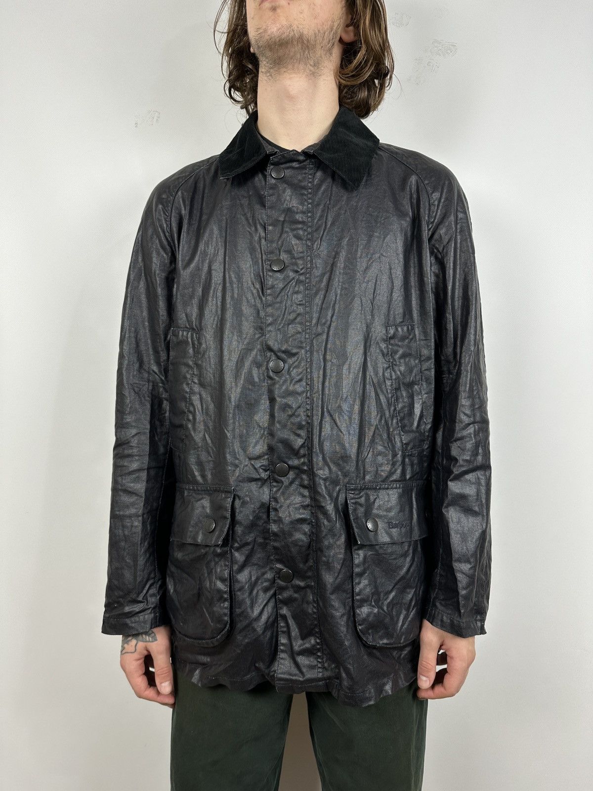 Barbour Barbour Black Keats Linen/Polyurethane Coated Jacket Size US L / EU 52-54 / 3 - 1 Thumbnail