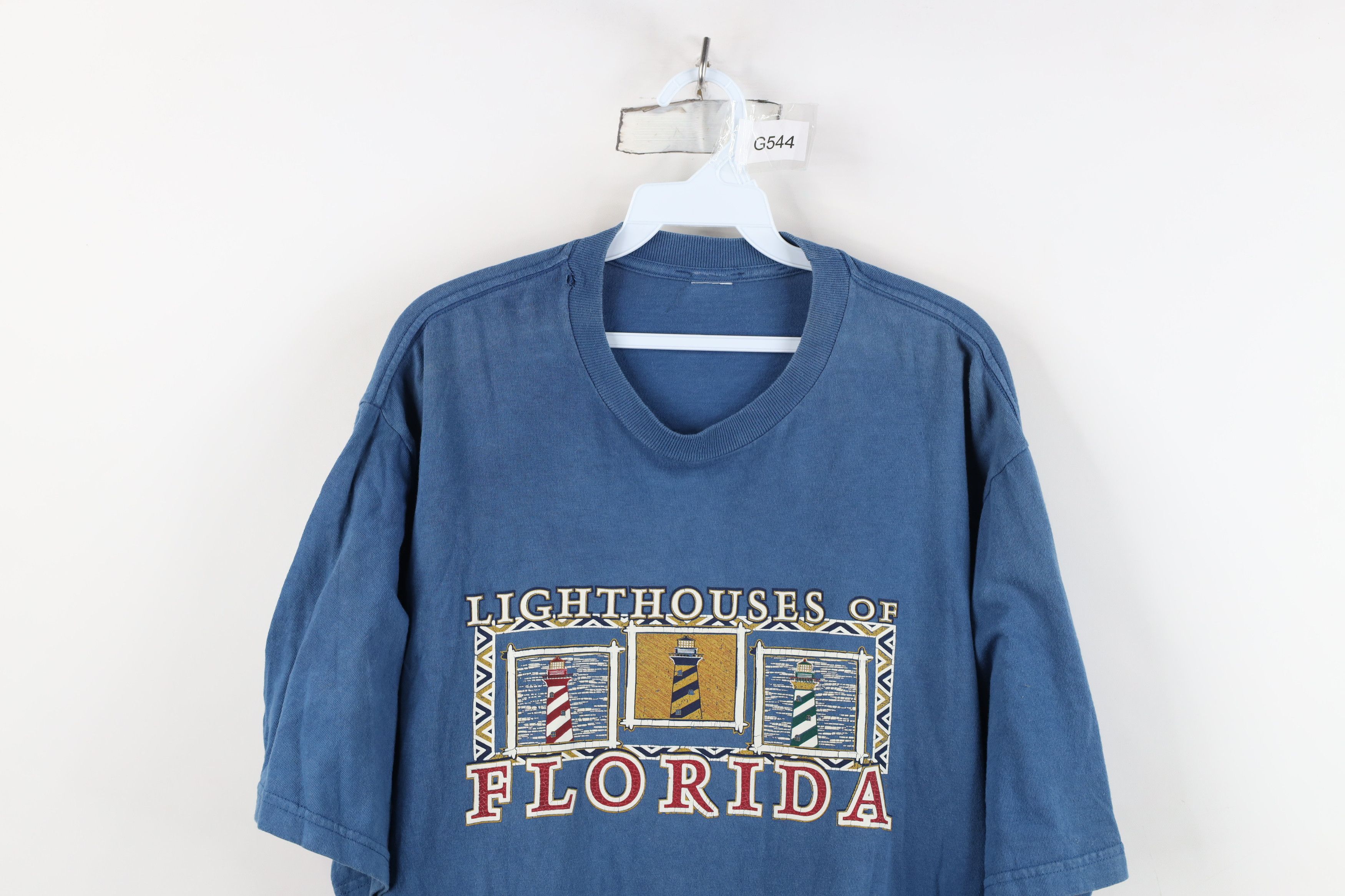 Vintage Vintage 90s Lighthouses of Florida Short Sleeve T-Shirt Blue Size US XL / EU 56 / 4 - 2 Thumbnail