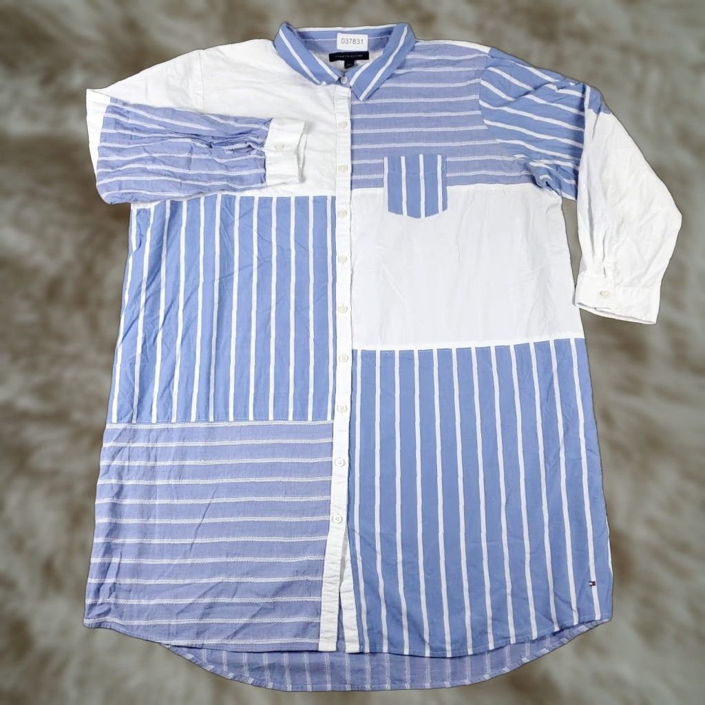 Tommy Hilfiger Tommy Hilfiger Women's Long Sleeve Shirt Dress Blue Striped Plus Size 20W Cotton Size 3XL / US 20-22 - 1 Thumbnail
