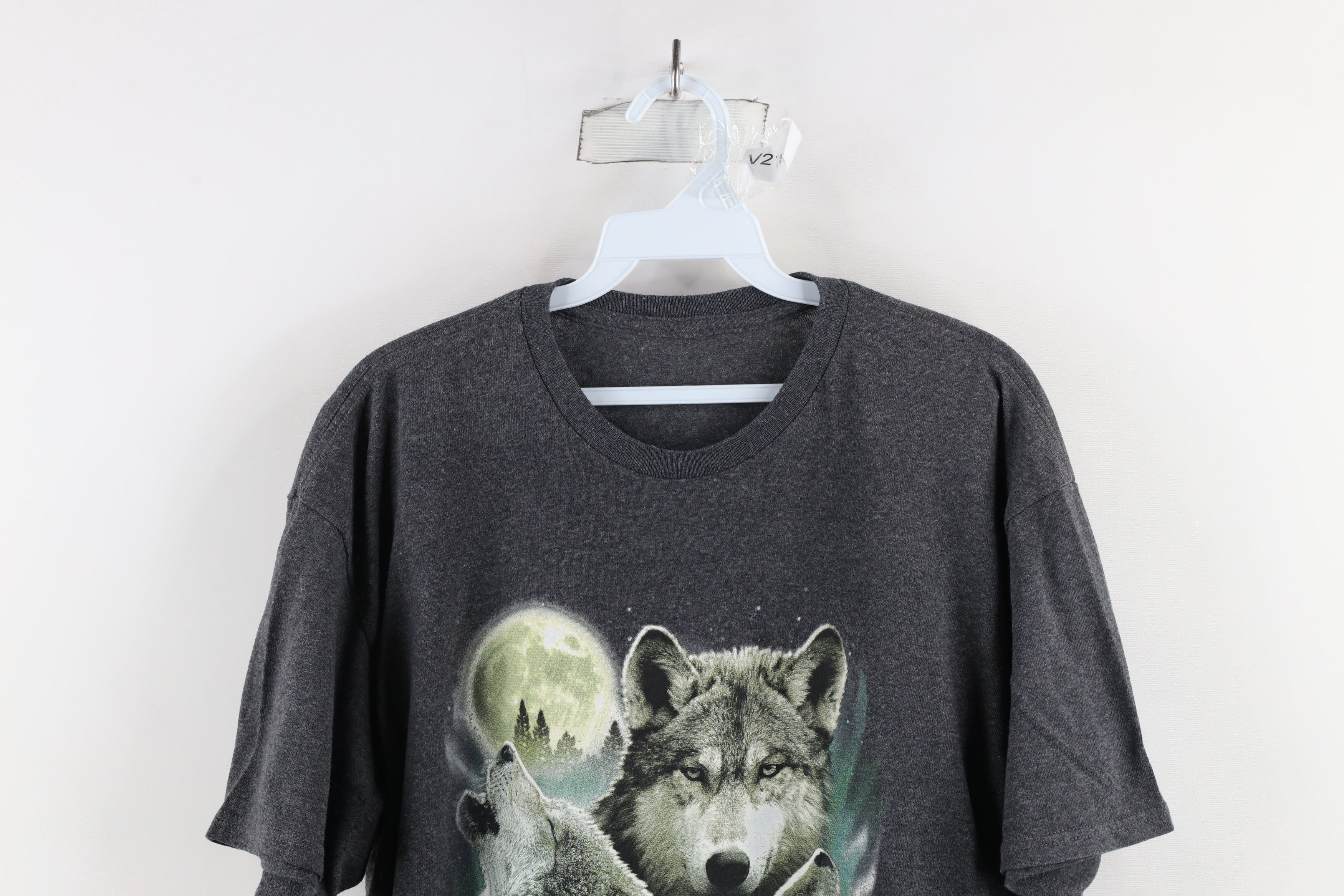 Vintage Vintage 90s Streetwear Wolf Moon Short Sleeve T-Shirt Gray Size US L / EU 52-54 / 3 - 2 Thumbnail