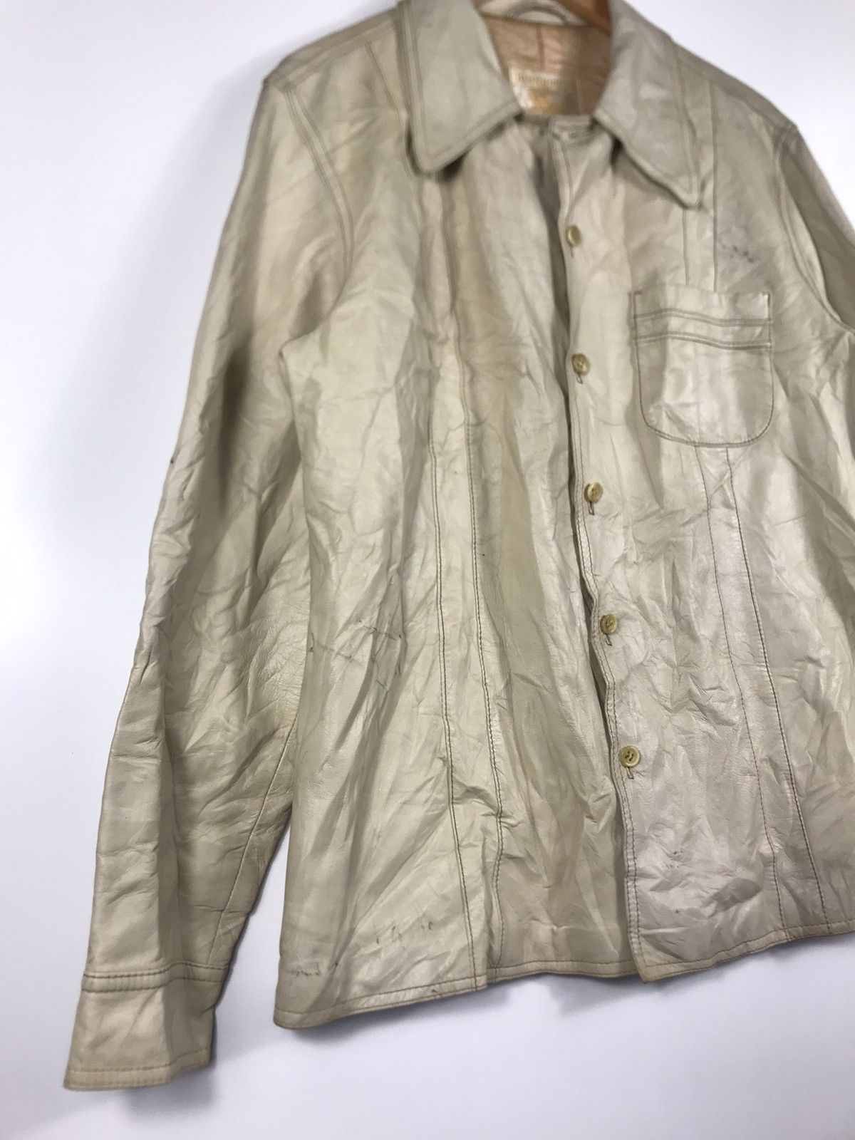 Burberry × Vintage ⚡️Vintage Burberry Distressed Leather Shirt Jacket Size US M / EU 48-50 / 2 - 2 Thumbnail