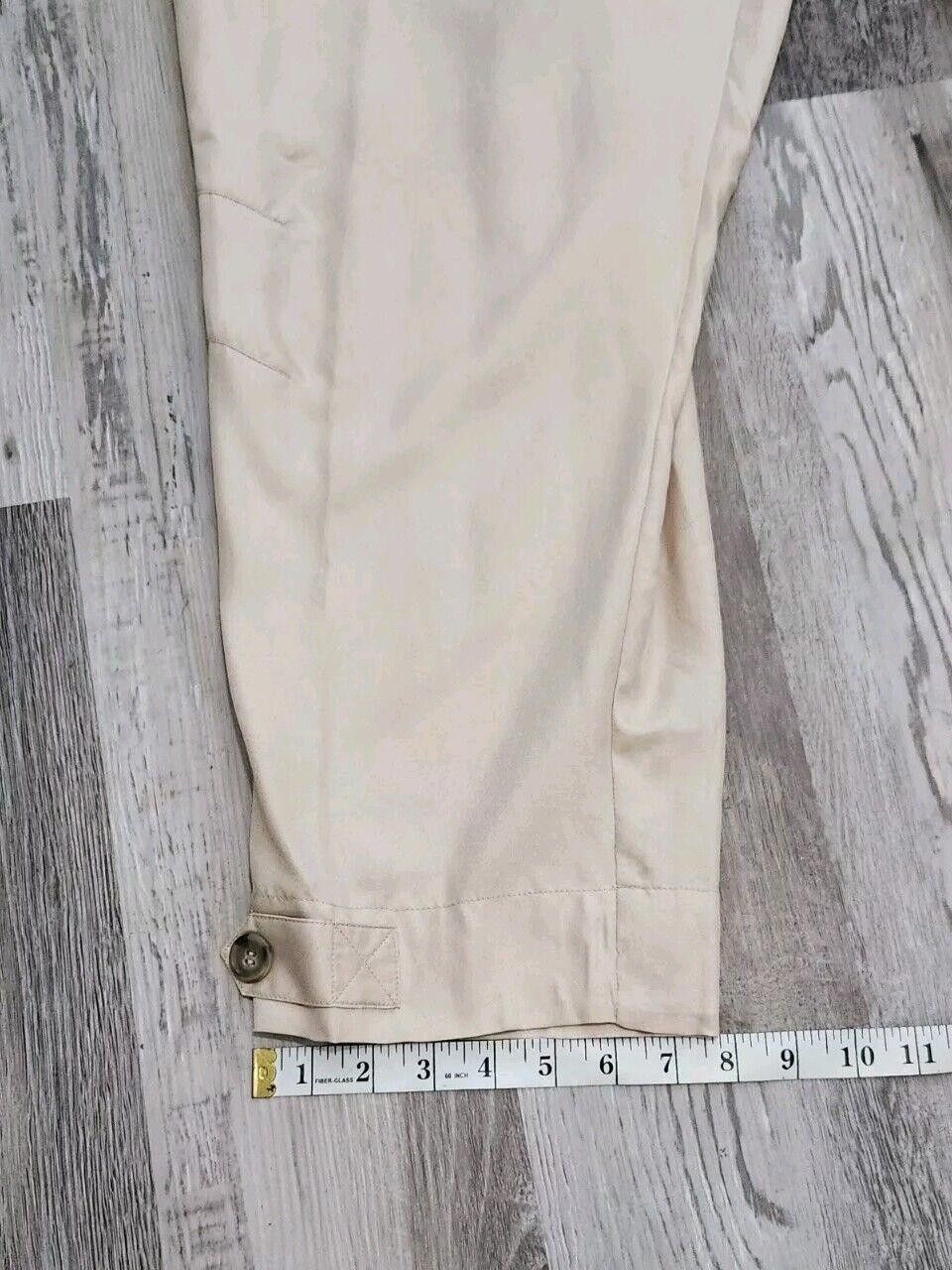 Designer Ulla Popken Silk Pants Cream Beige Relaxed Fit 12 - 14 Size 34" / US 12 / IT 48 - 7 Thumbnail