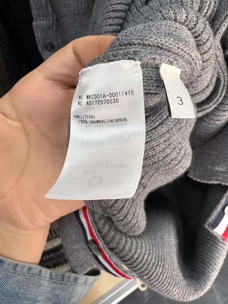 Thom Browne Thom Browne Gray Cashmere Knit Cardigan, Classic Red and W Size US L / EU 52-54 / 3 - 4 Thumbnail