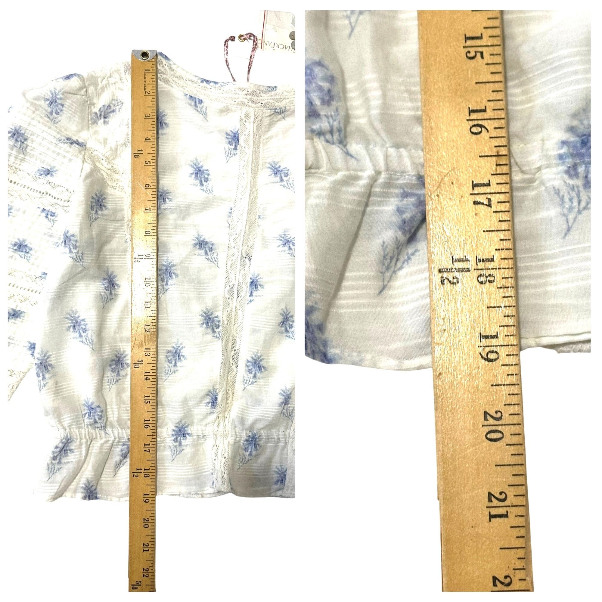 LoveShackFancy LoveShackFancy Sabrina Top, Ivory, Blue Floral, Size S, New Size S / US 4 / IT 40 - 13 Thumbnail