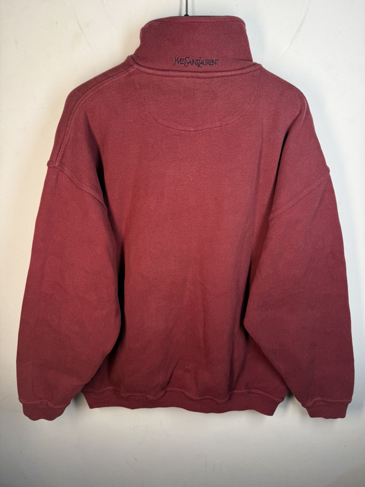 Yves Saint Laurent 90s YSL Sweatshirt 1/4 Quarter Zip Red Vintage Sweater Size US L / EU 52-54 / 3 - 12 Thumbnail