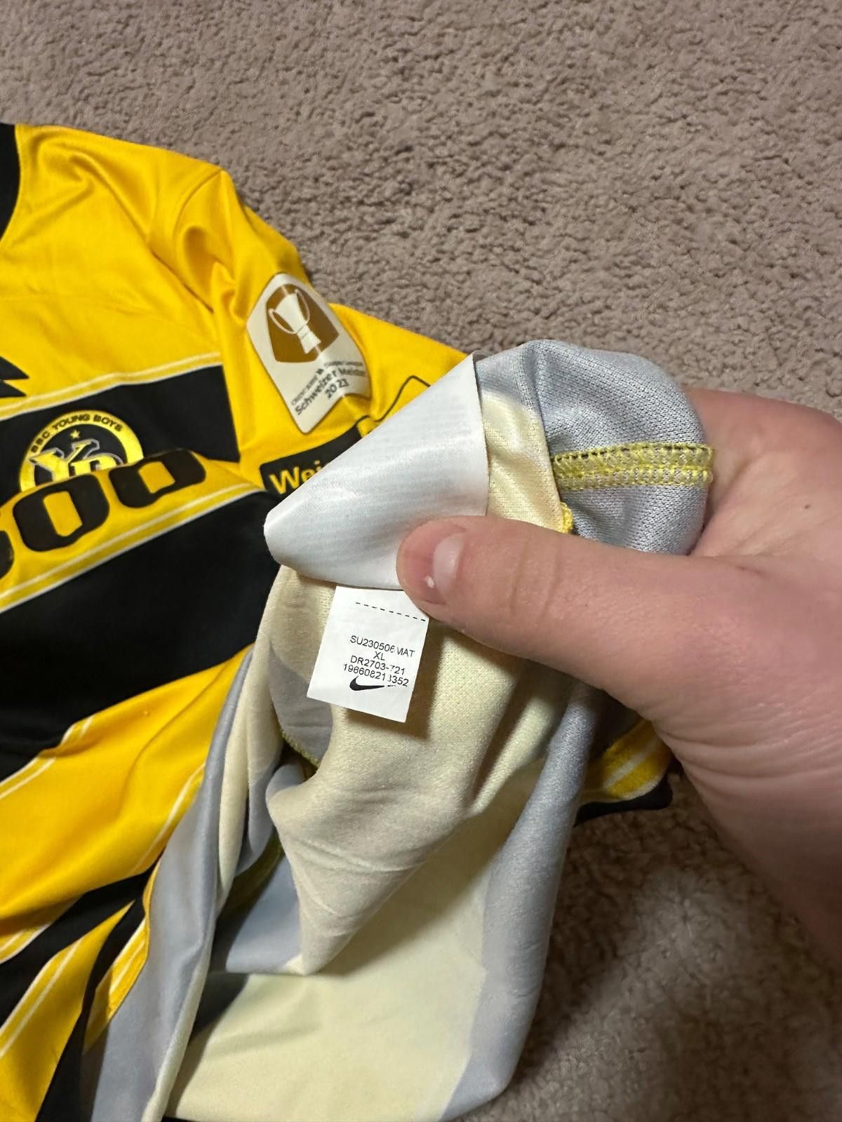 Nike #13 CAMARA BSC Young Boys 2023/24 Match Worn Soccer Jersey Size US XL / EU 56 / 4 - 6 Thumbnail