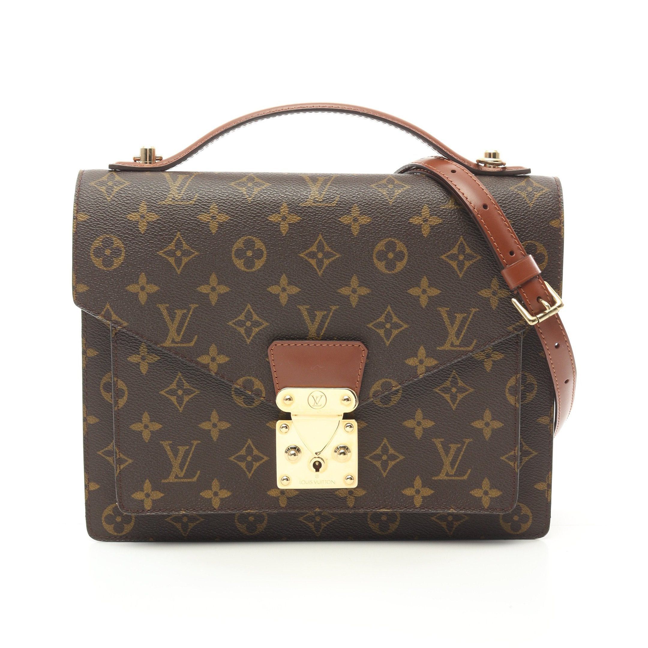 Louis Vuitton Louis Vuitton Monceau Monogram Handbag Leather Brown Size ONE SIZE - 1 Thumbnail