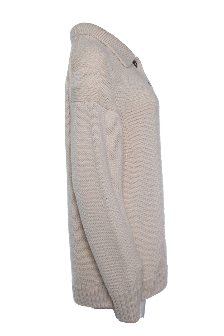 CLOSED Closed, oversized knitted polo sweater in beige Size XL / US 12-14 / IT 48-50 - 4 Thumbnail