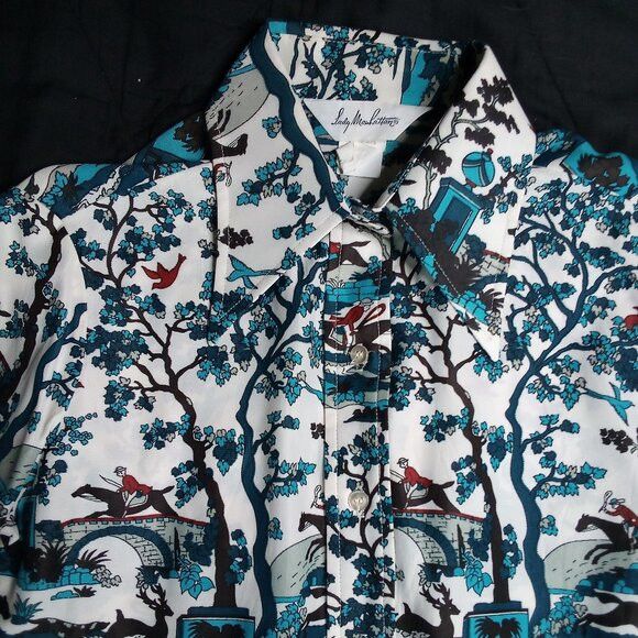 Other Vintage MCM Lady Manhattan Hunting Polyester Disco Shirt Size L / US 10 / IT 46 - 1 Thumbnail