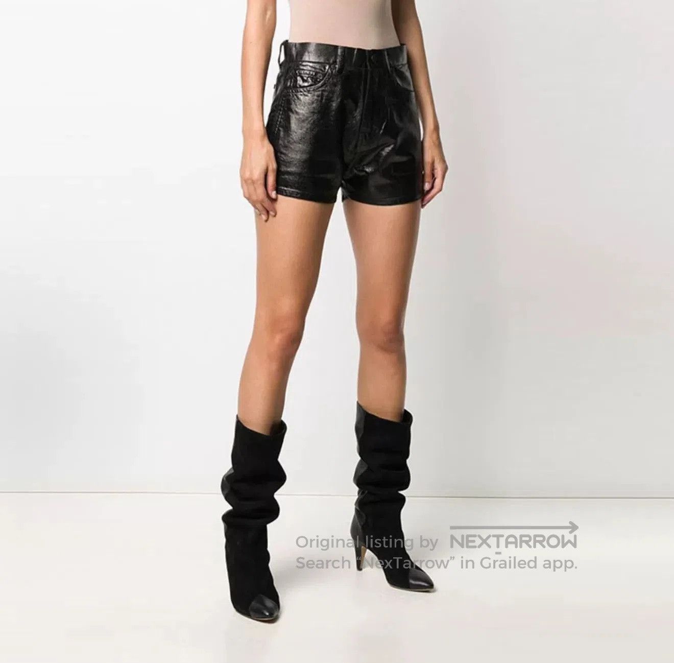 Saint Laurent Paris Saint Laurent High-Waist Leather Shorts. Size 28" / US 6 / IT 42 - 6 Thumbnail