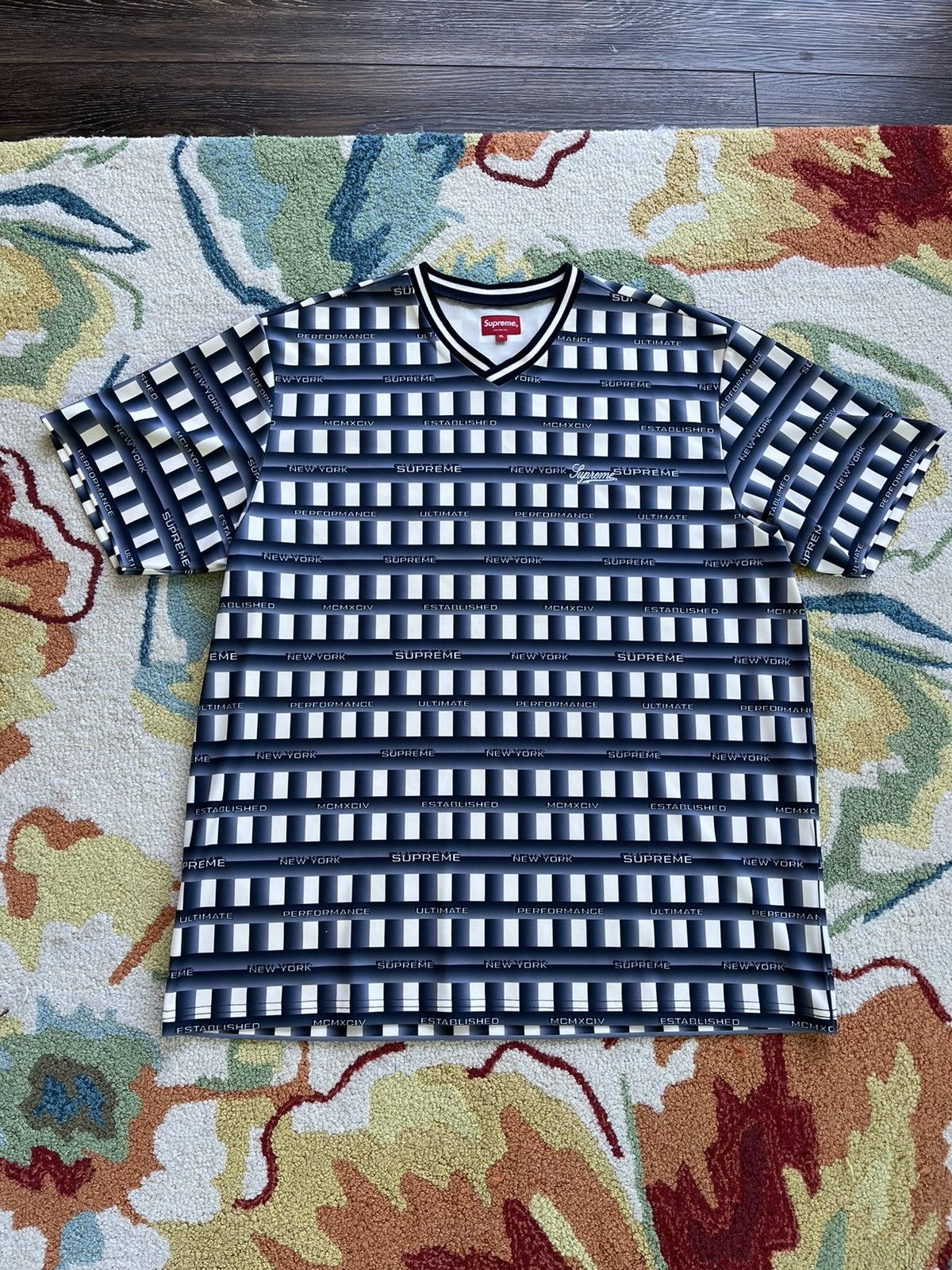 image of Supreme Grid Soccer Jersey Ss20 Navy, Men's (Size XL)